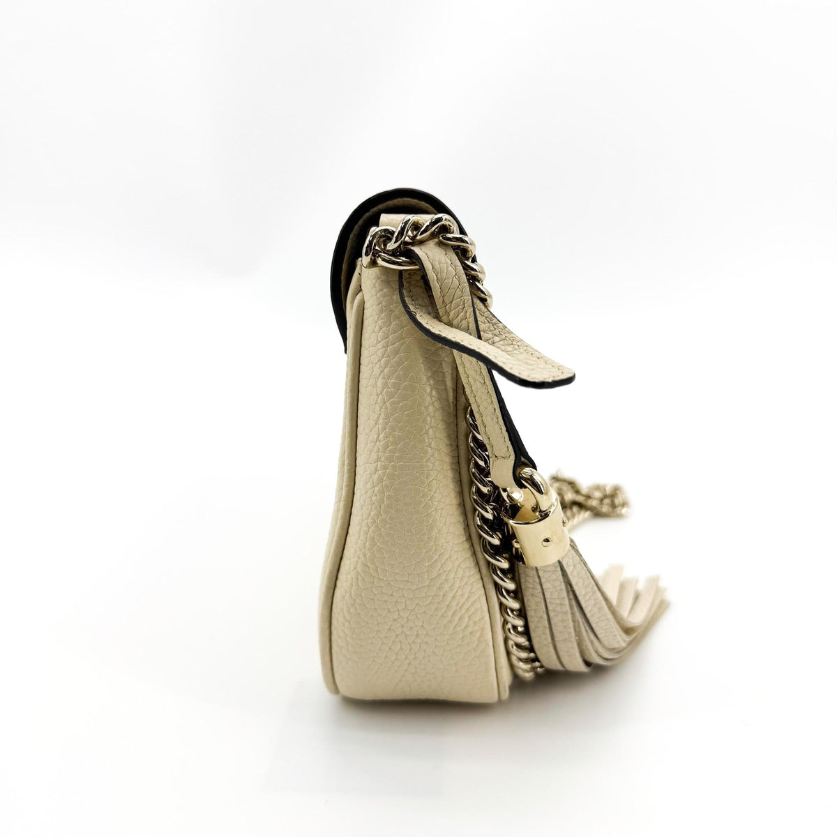 Gucci Soho Chain Leather Beige Leather Shoulder Bag Bag (Pre-Owned)