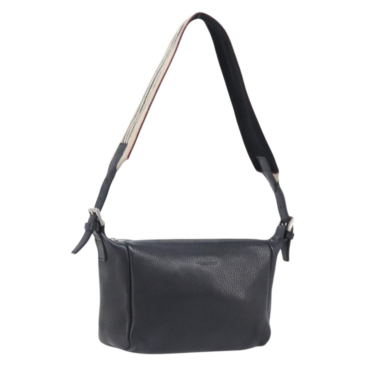 Burberry Shoulder Leather Black Leather Shoulder Bag Bag (Pre-Owned)
