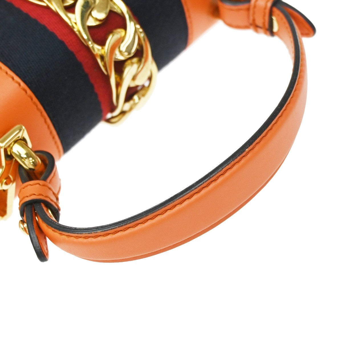 Gucci Sylvie Leather Orange Leather Handbag (Pre-Owned)