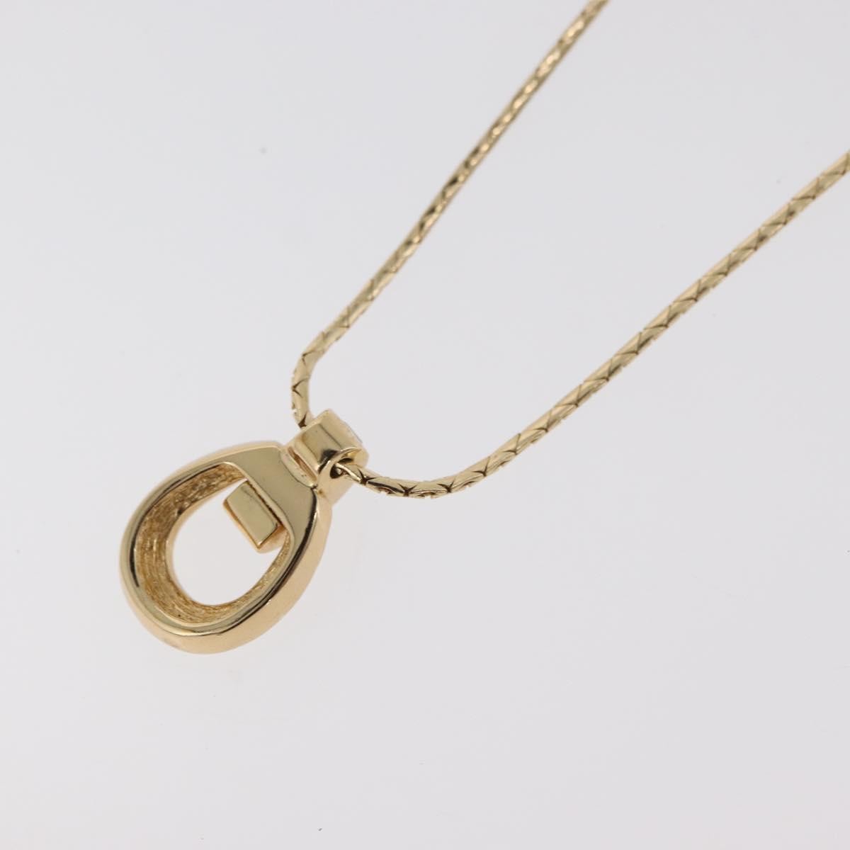 Christian Dior Logo Pendant Metal Gold Metal Necklace Jewelry (Pre-Owned)