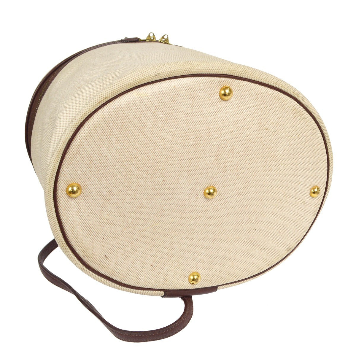 Hermes Acapulco Vanity Toile With Leather Beige Canvas Handbag (Pre-Owned)