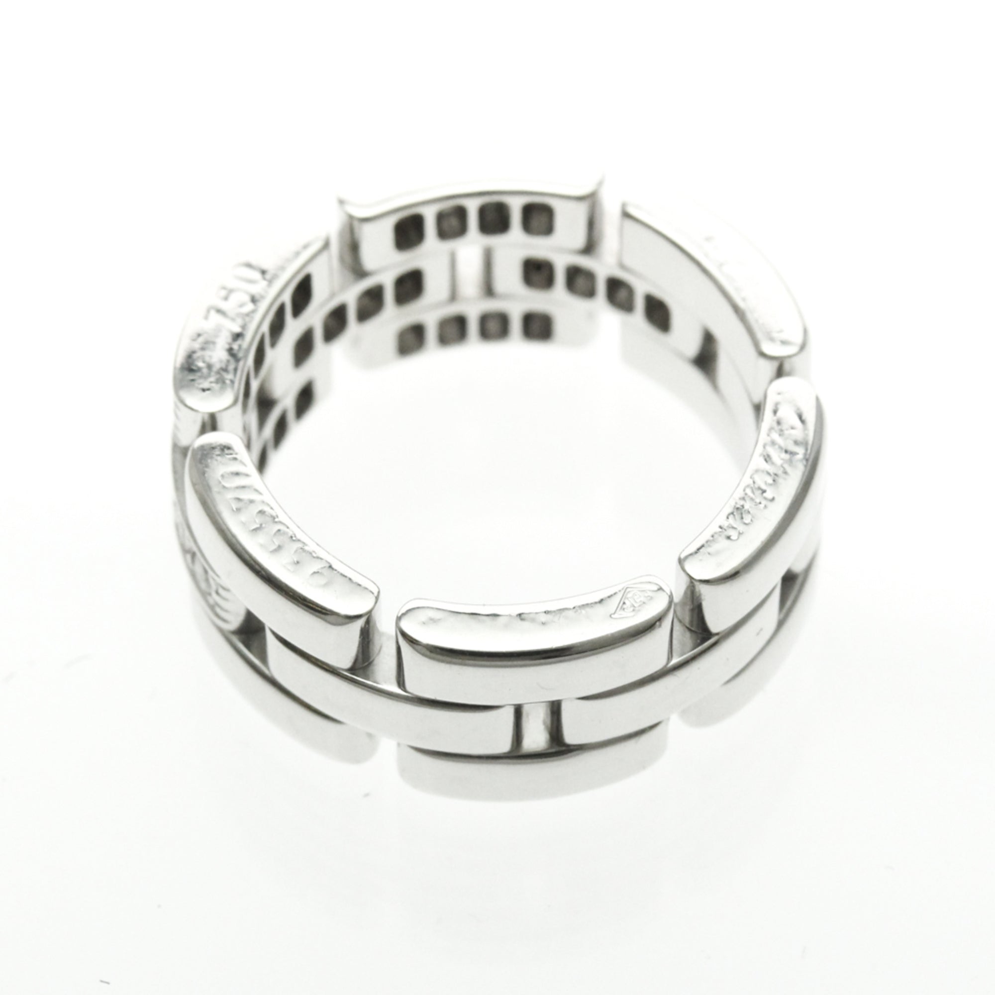 Cartier Maillon Panthere 3 Row Band 18K White Gold With Half Diamonds Silver White_Gold Ring Jewelry (Pre-Owned)
