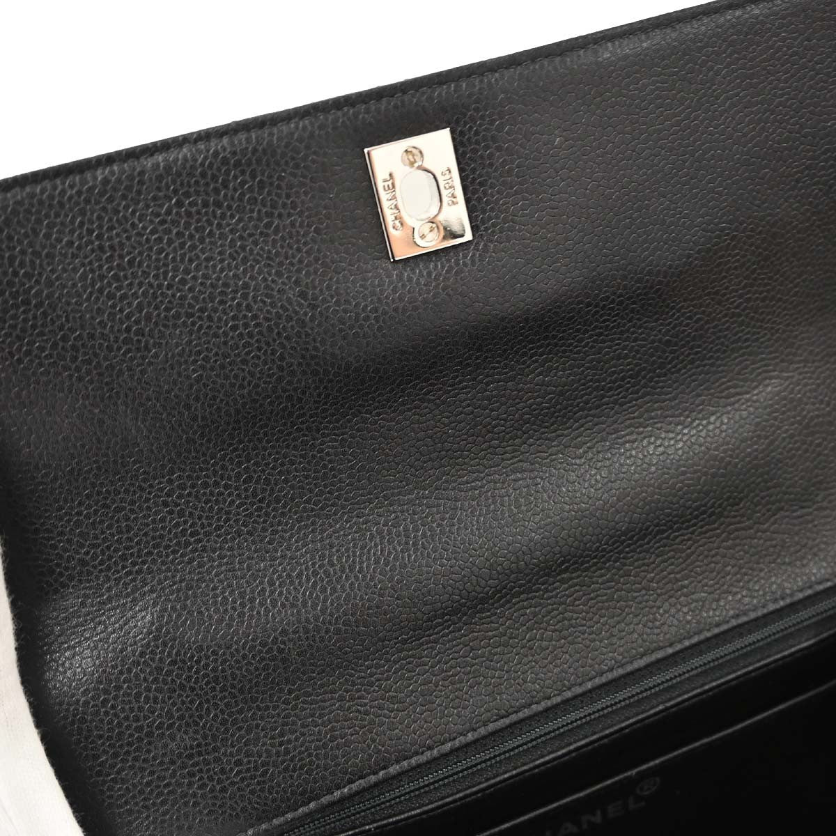 Chanel Vintage Classic Top Handle Flap Quilted Caviar Black Calfskin Handbag (Pre-Owned)