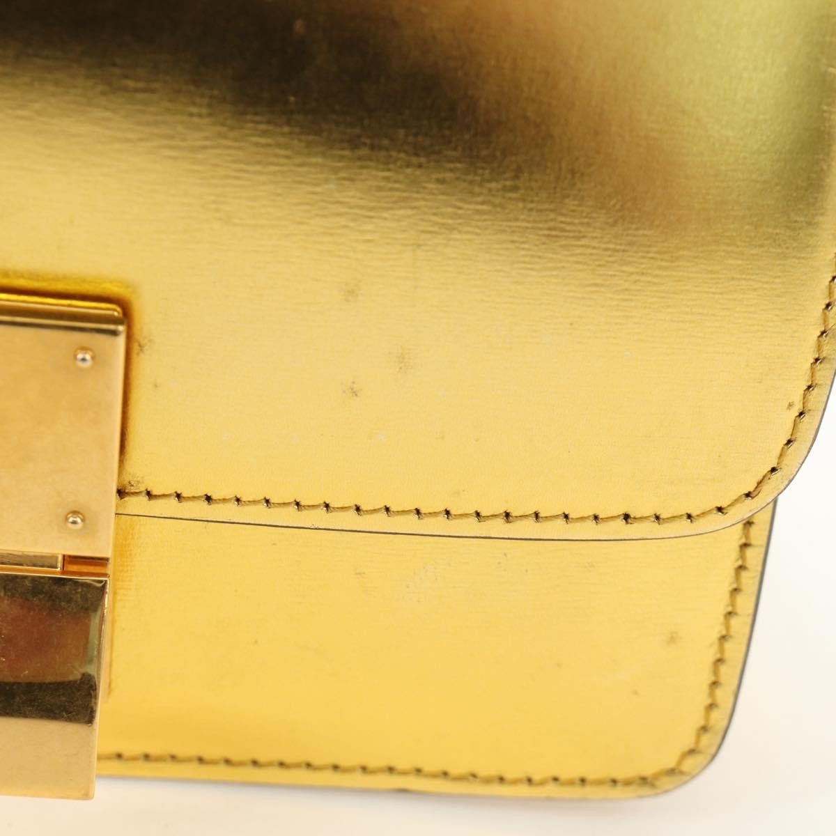 Celine Flap Shoulder Leather Gold Leather Shoulder Bag Bag (Pre-Owned)