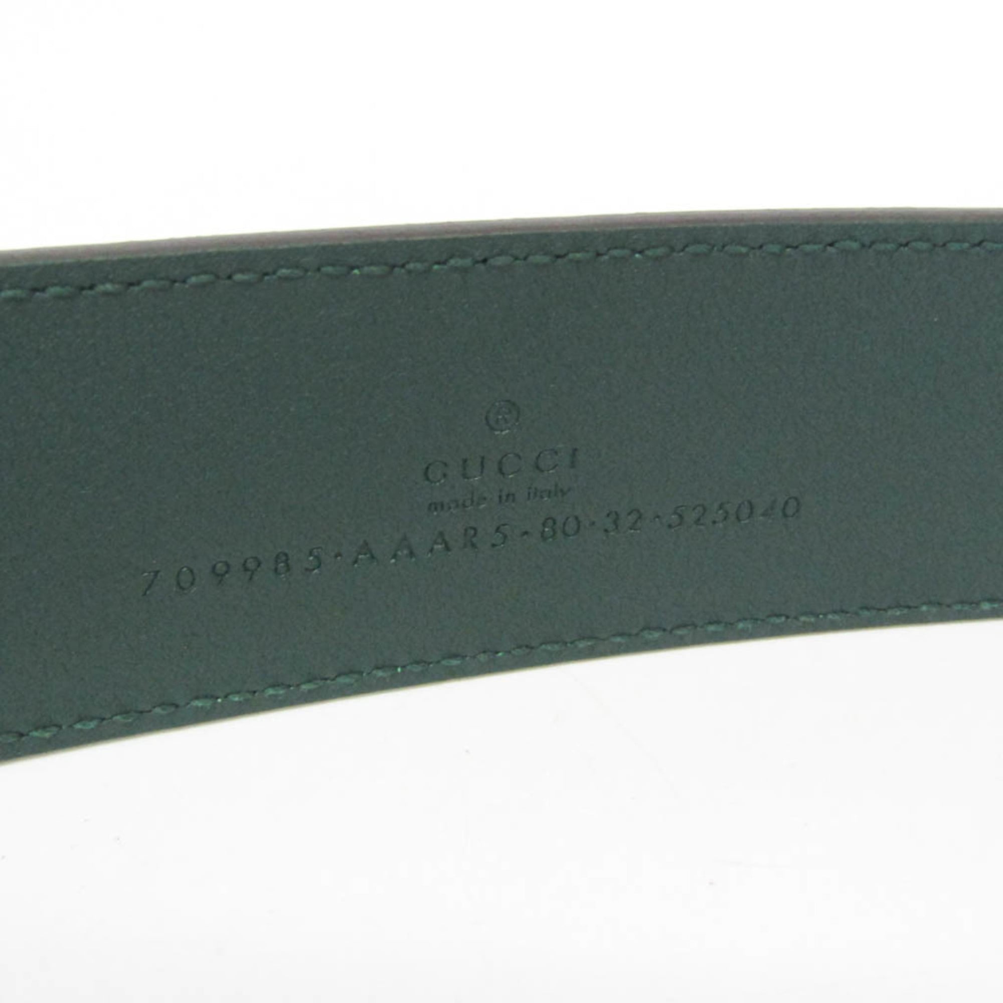 Gucci Gg Marmont Reversible Belt Leather Green Leather Belts Accessory (Pre-Owned)