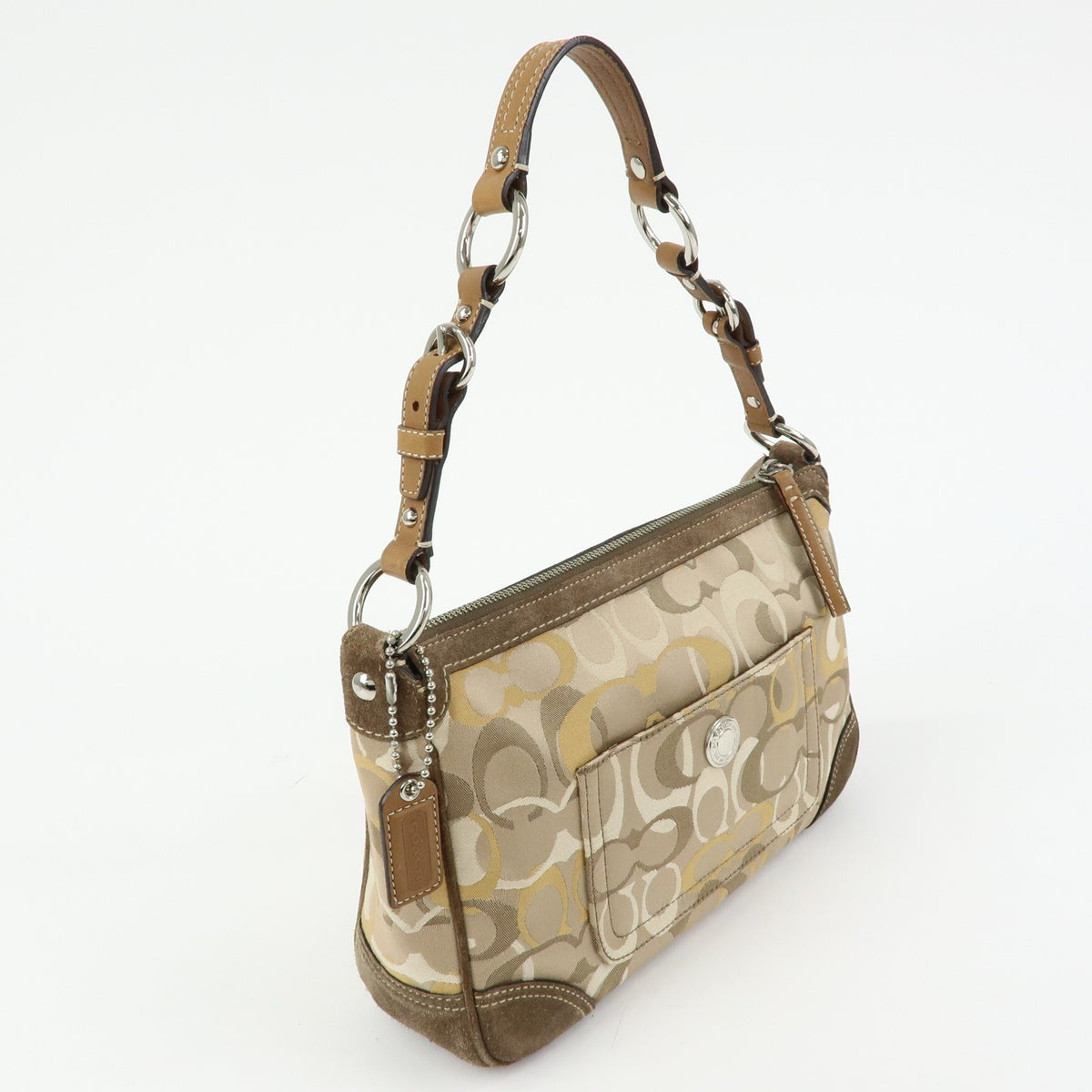 Coach Shoulder Canvas Beige Canvas Handbag (Pre-Owned)