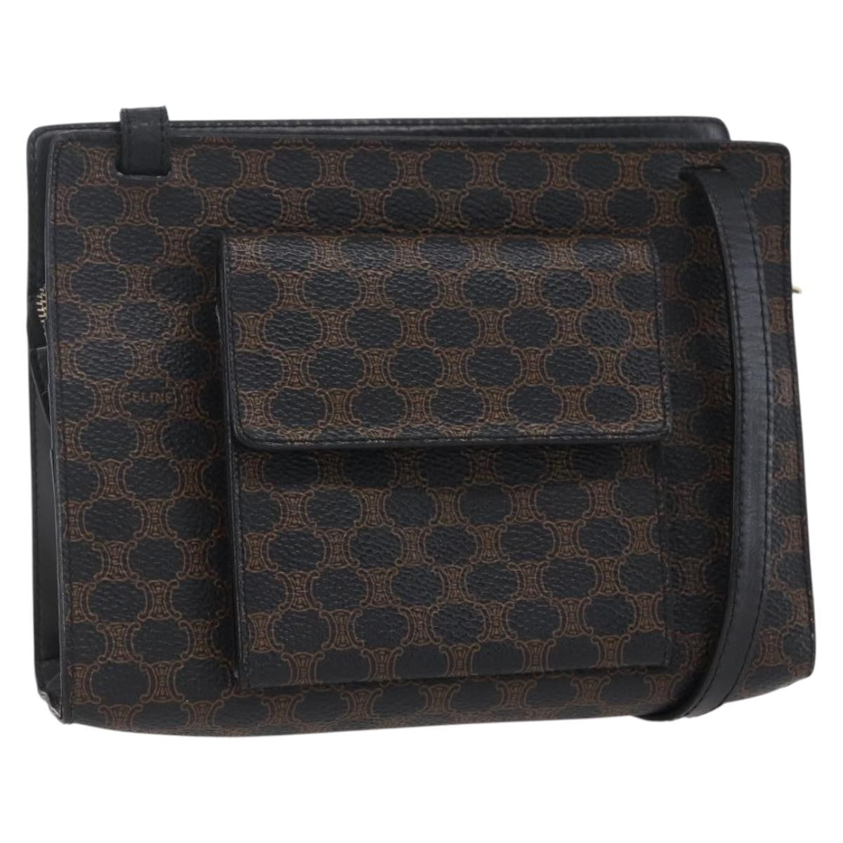 Celine Vintage Macadam Canvas Black Canvas Shoulder Bag Bag (Pre-Owned)