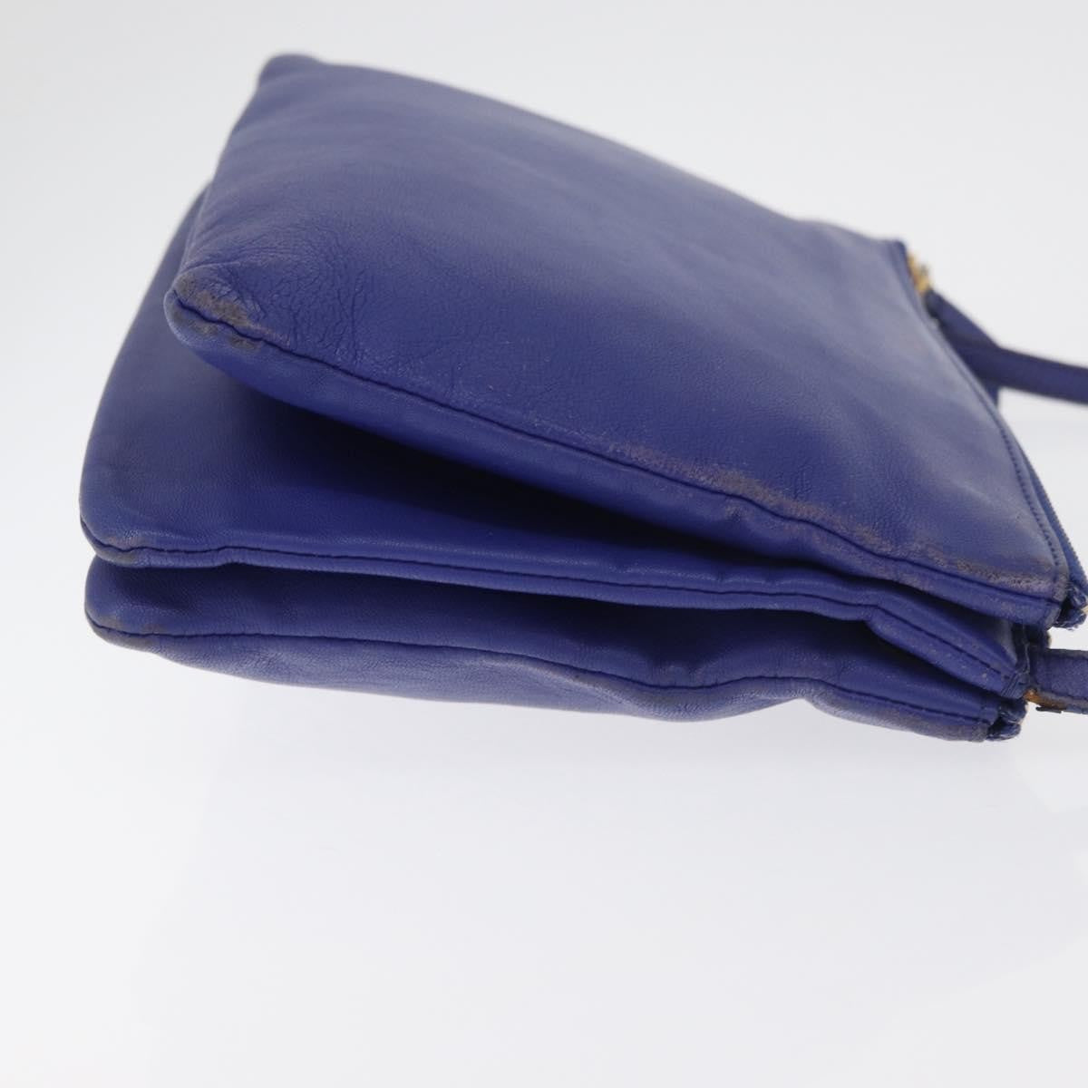 Celine Trio Leather Blue Leather Shoulder Bag Bag (Pre-Owned)