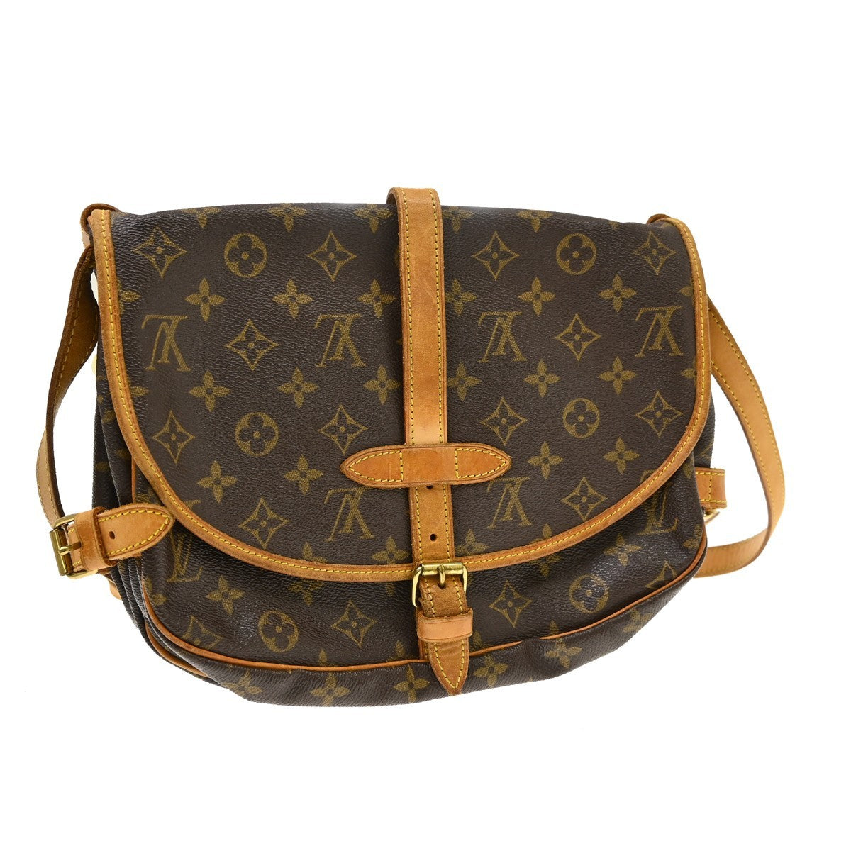 Louis Vuitton Saumur Monogram Brown Canvas Shoulder Bag Bag (Pre-Owned)