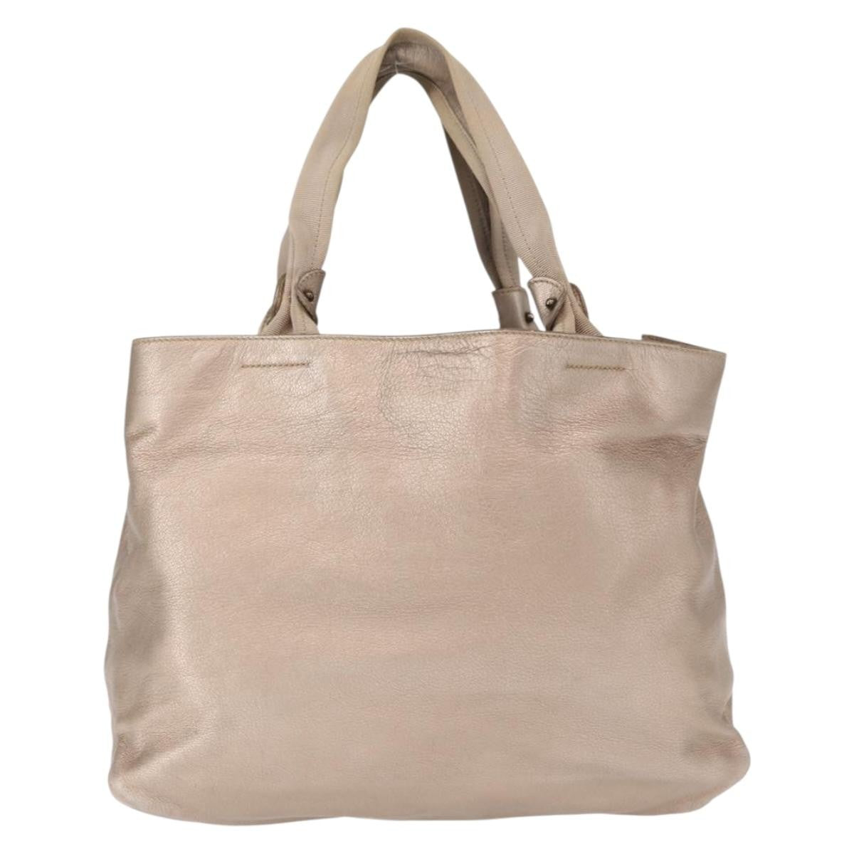 Salvatore Ferragamo Vala Tote Leather Beige Leather Tote Bag Bag (Pre-Owned)