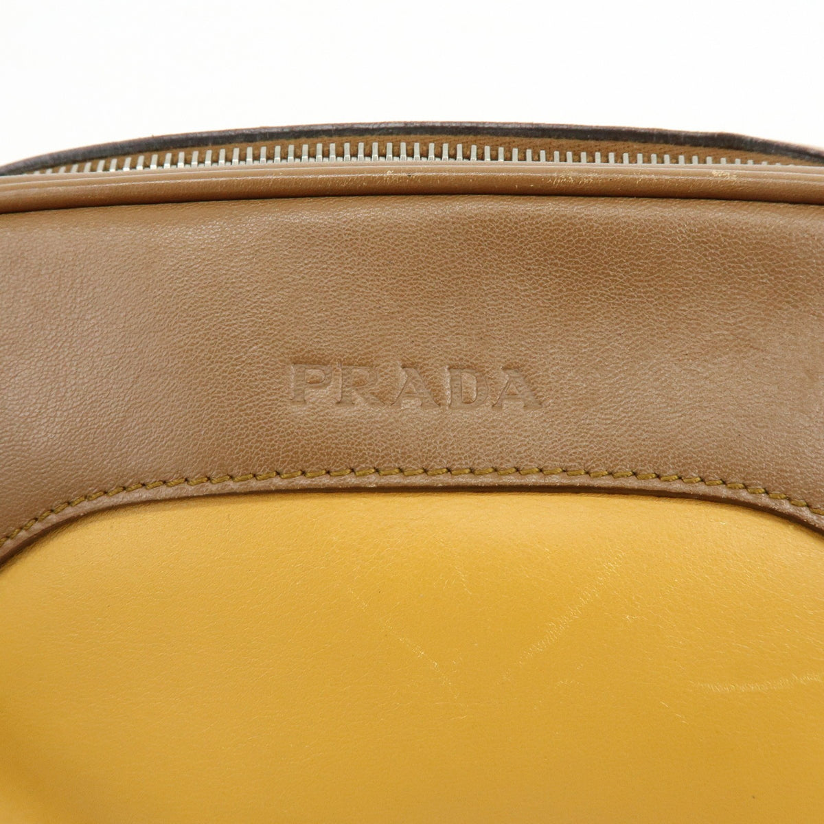 Prada Shoulder Leather Yellow Leather Shoulder Bag Bag (Pre-Owned)
