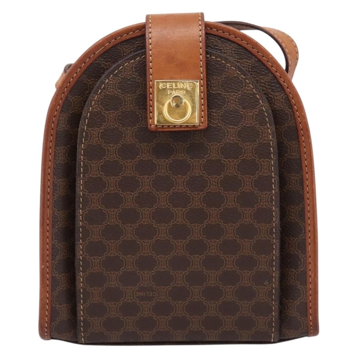 Celine Macadam Shoulder Canvas Brown Canvas Crossbody Bag Bag (Pre-Owned)