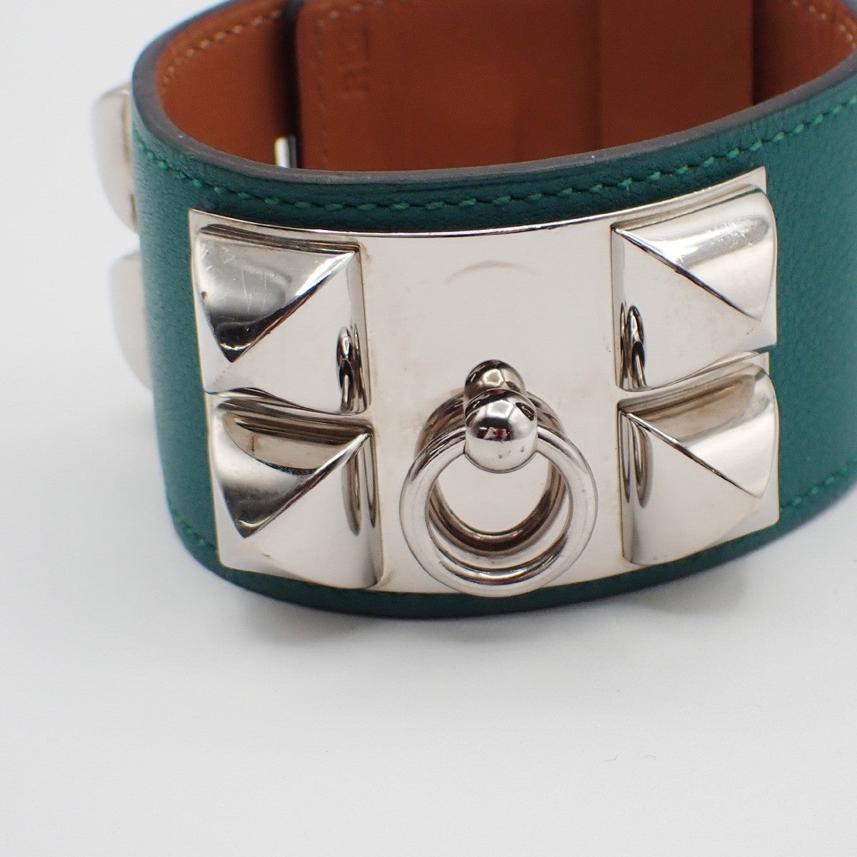 Hermes Collier De Chien Leather Green Leather Bracelet Jewelry (Pre-Owned)