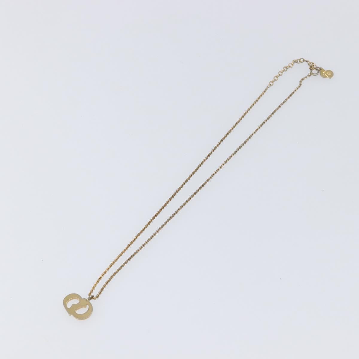Christian Dior Vintage Cd Pendant Metal Gold Metal Necklace Jewelry (Pre-Owned)