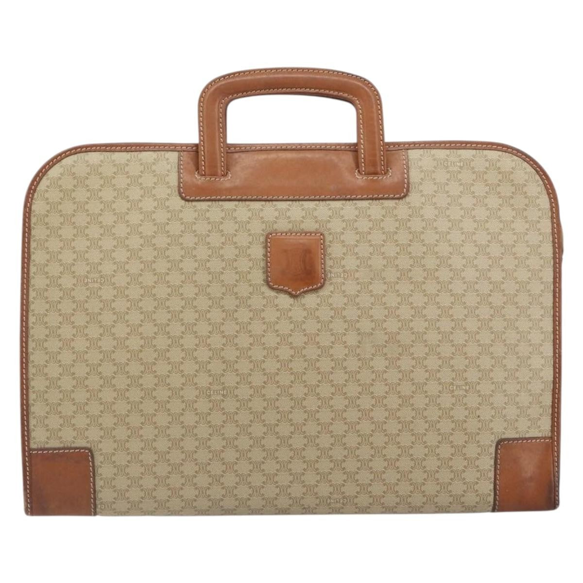 Celine Vintage Macadam Canvas Beige Canvas Handbag (Pre-Owned)