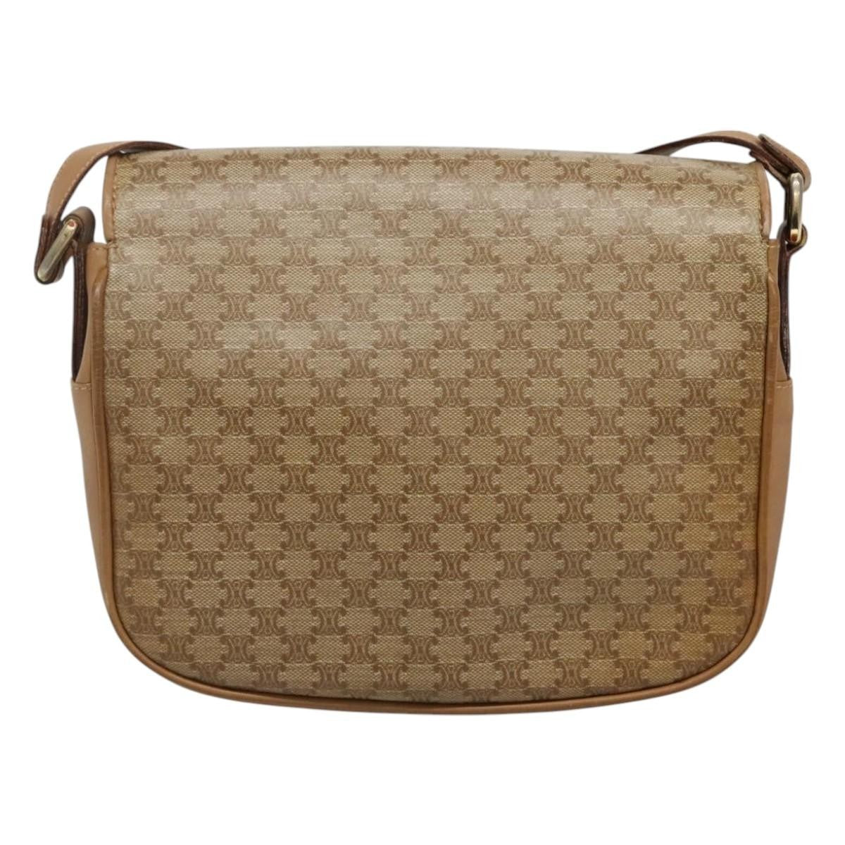 Celine Vintage Macadam Canvas And Leather Beige Canvas Shoulder Bag Bag (Pre-Owned)