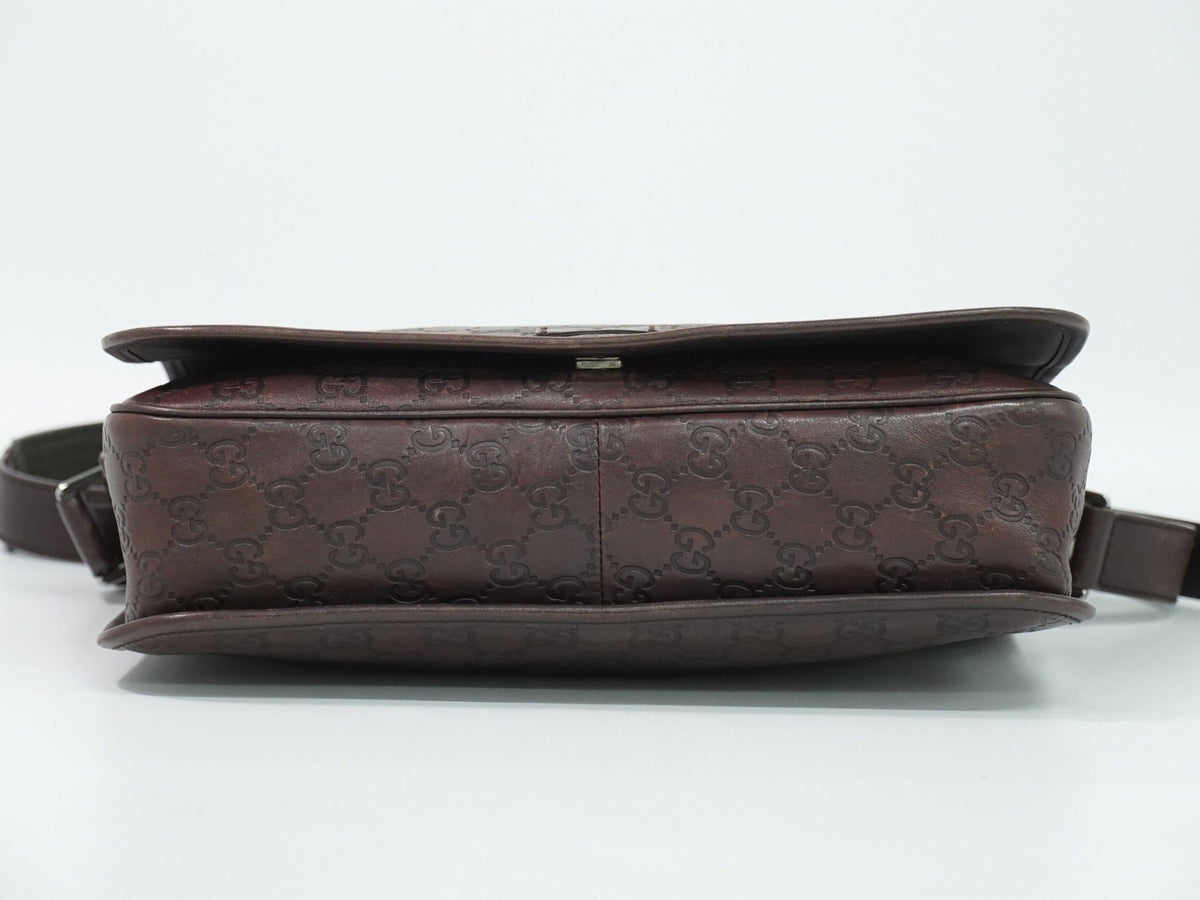 Gucci Flap Messenger Bag (Outlet) Guccissima Leather Brown Leather Shoulder Bag Bag (Pre-Owned)