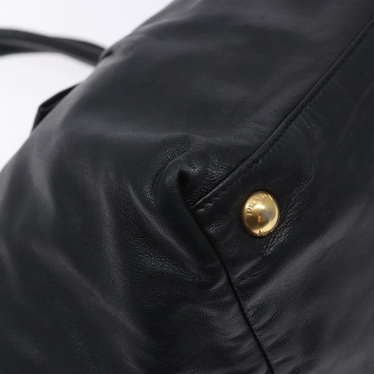 Prada Bow Tote Leather Black Leather Tote Bag Bag (Pre-Owned)