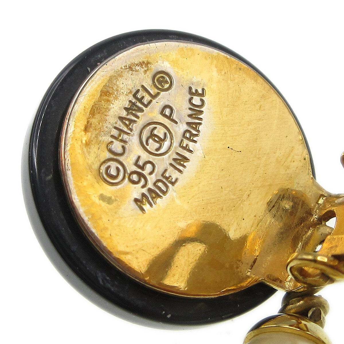 Chanel Cc Dangle Metal With Faux Pearl Gold Gold_Plated Earrings Jewelry (Pre-Owned)