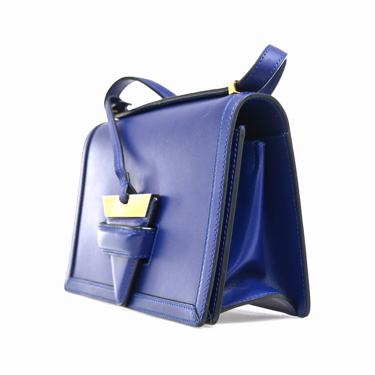 Loewe Barcelona Leather Blue Leather Shoulder Bag Bag (Pre-Owned)