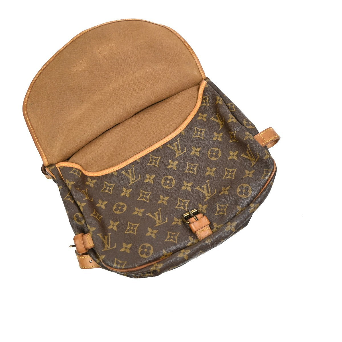 Louis Vuitton Saumur Monogram Brown Canvas Shoulder Bag Bag (Pre-Owned)