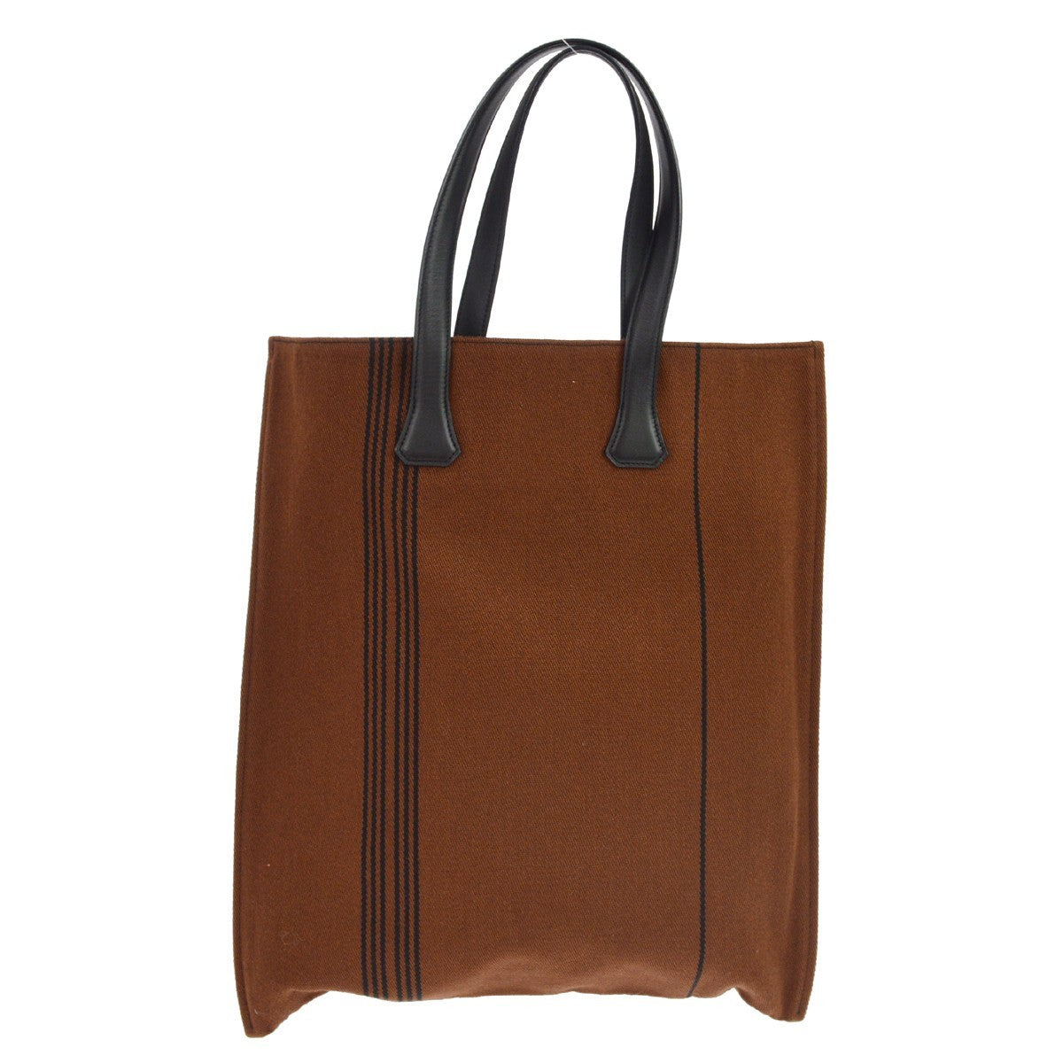 Hermes Calicut Cabas Ribbed Canvas With Leather Brown Canvas Tote Bag Bag (Pre-Owned)