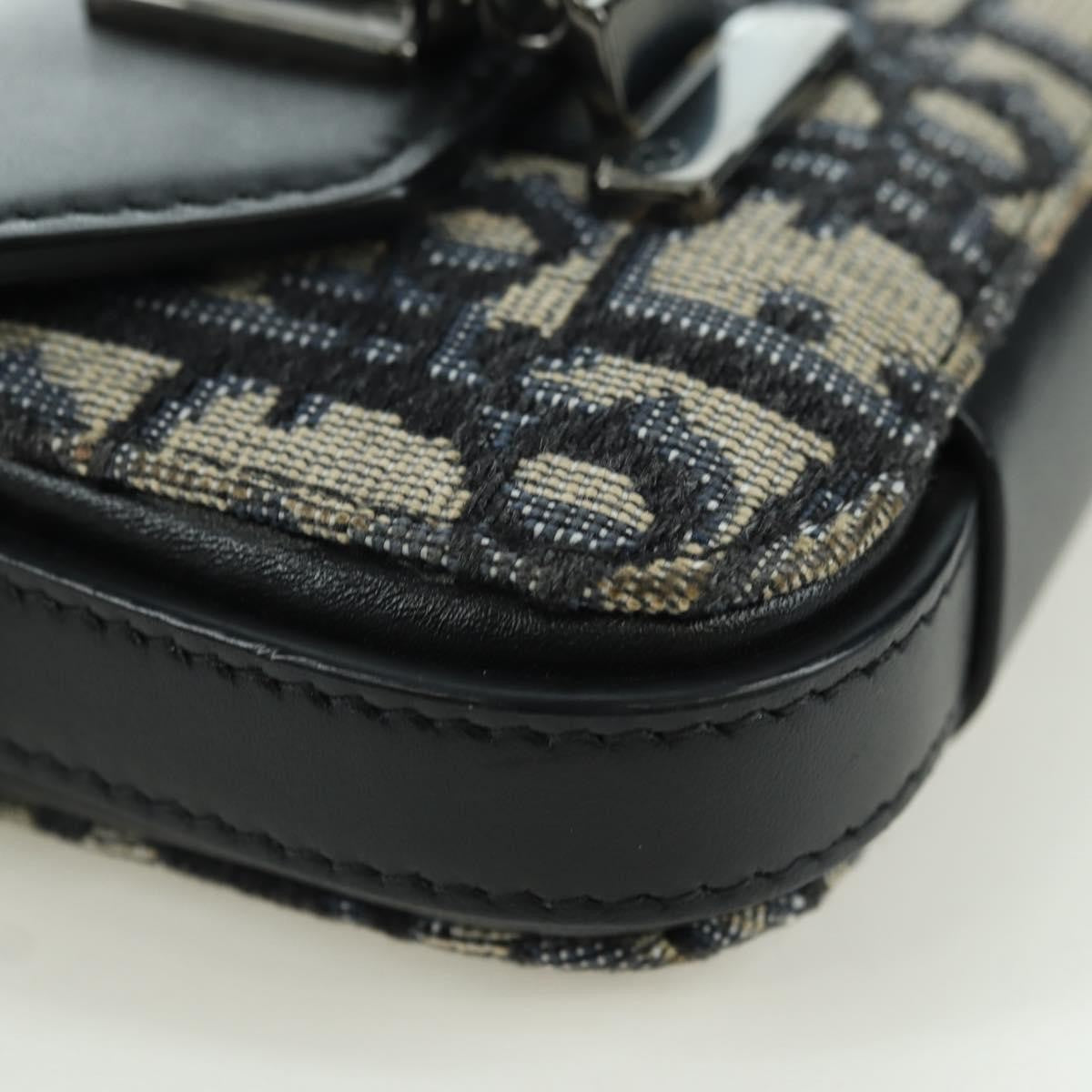 Christian Dior Clasp Lock Messenger Oblique Canvas And Leather Navy Canvas Clutche & Pouche Bag (Pre-Owned)