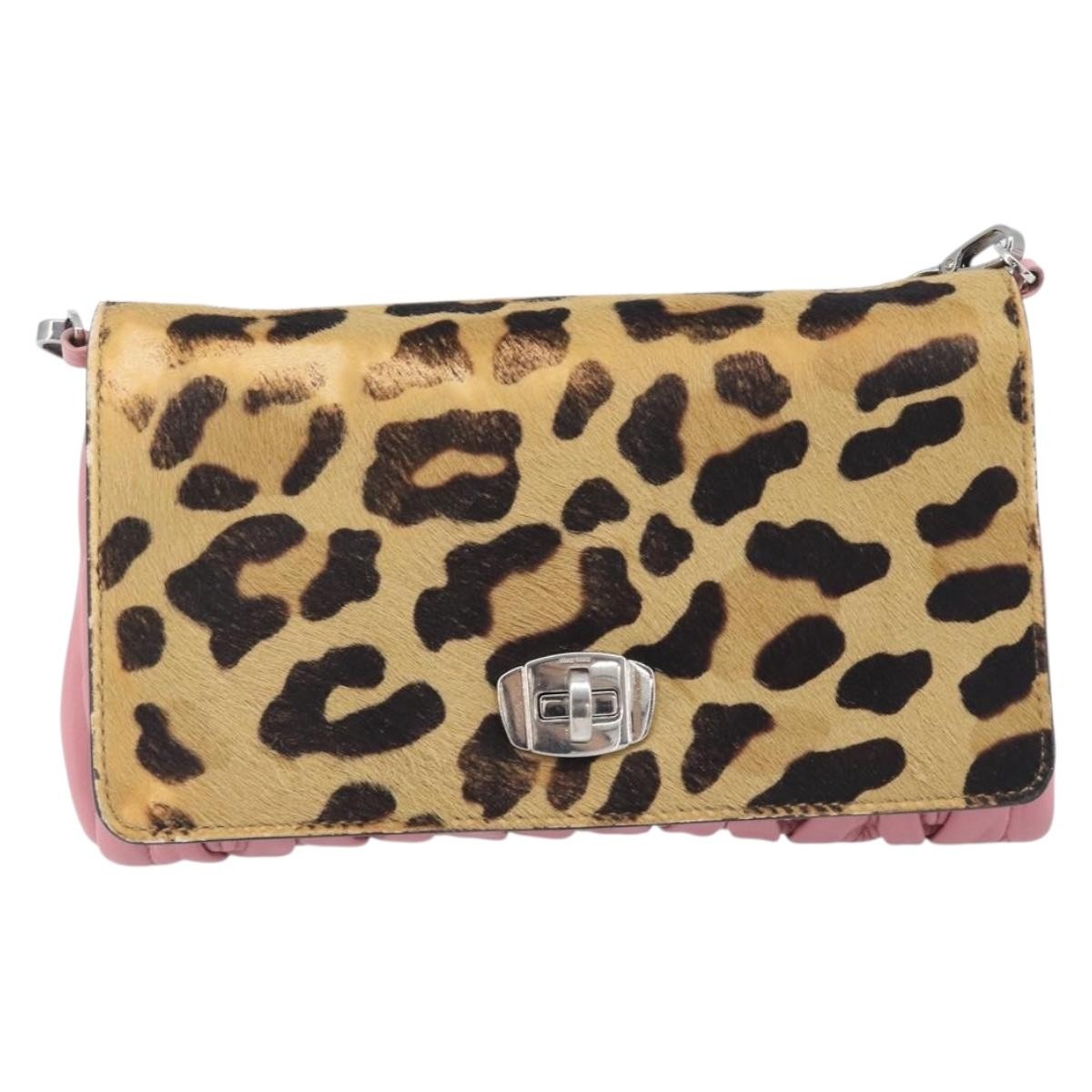 Miu Miu Convertible Flap Haircalf & Matelassé Nappa Leather Pink Calfskin Crossbody Bag Bag (Pre-Owned)