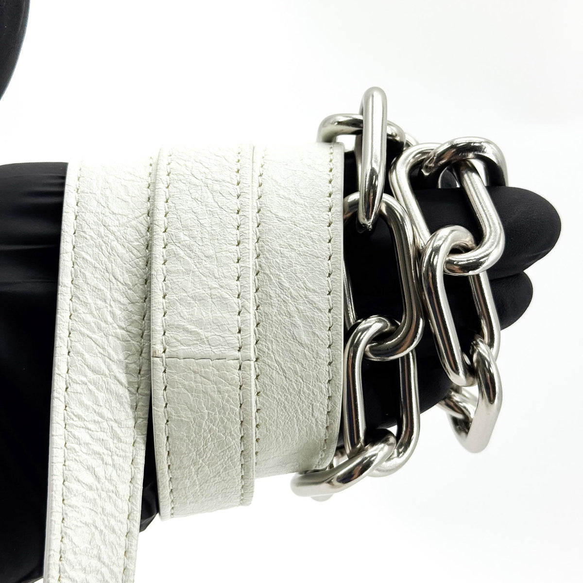 Balenciaga Graffiti Souvenir Belt Leather White Leather Handbag (Pre-Owned)