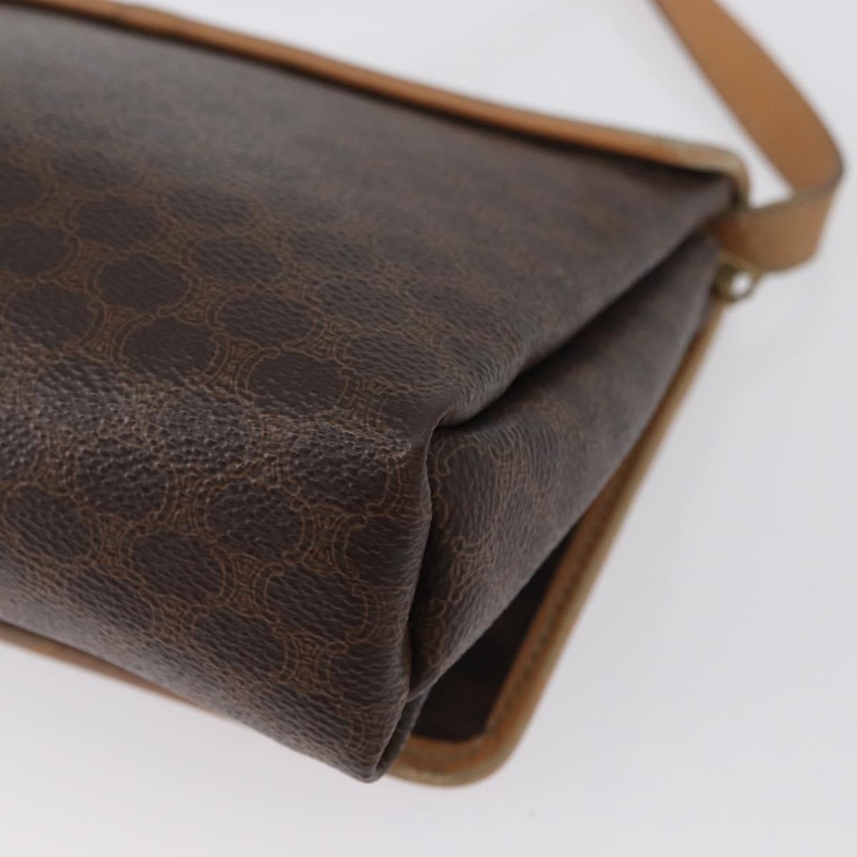 Celine Vintage Macadam Canvas And Leather Brown Canvas Shoulder Bag Bag (Pre-Owned)