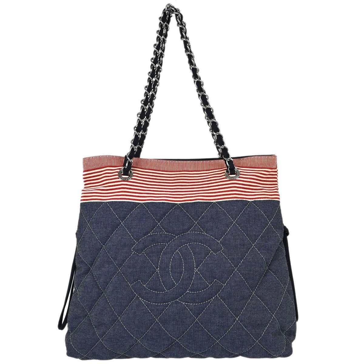 Chanel Bon Bon Quilted Denim Blue Denim_Jeans Tote Bag Bag (Pre-Owned)
