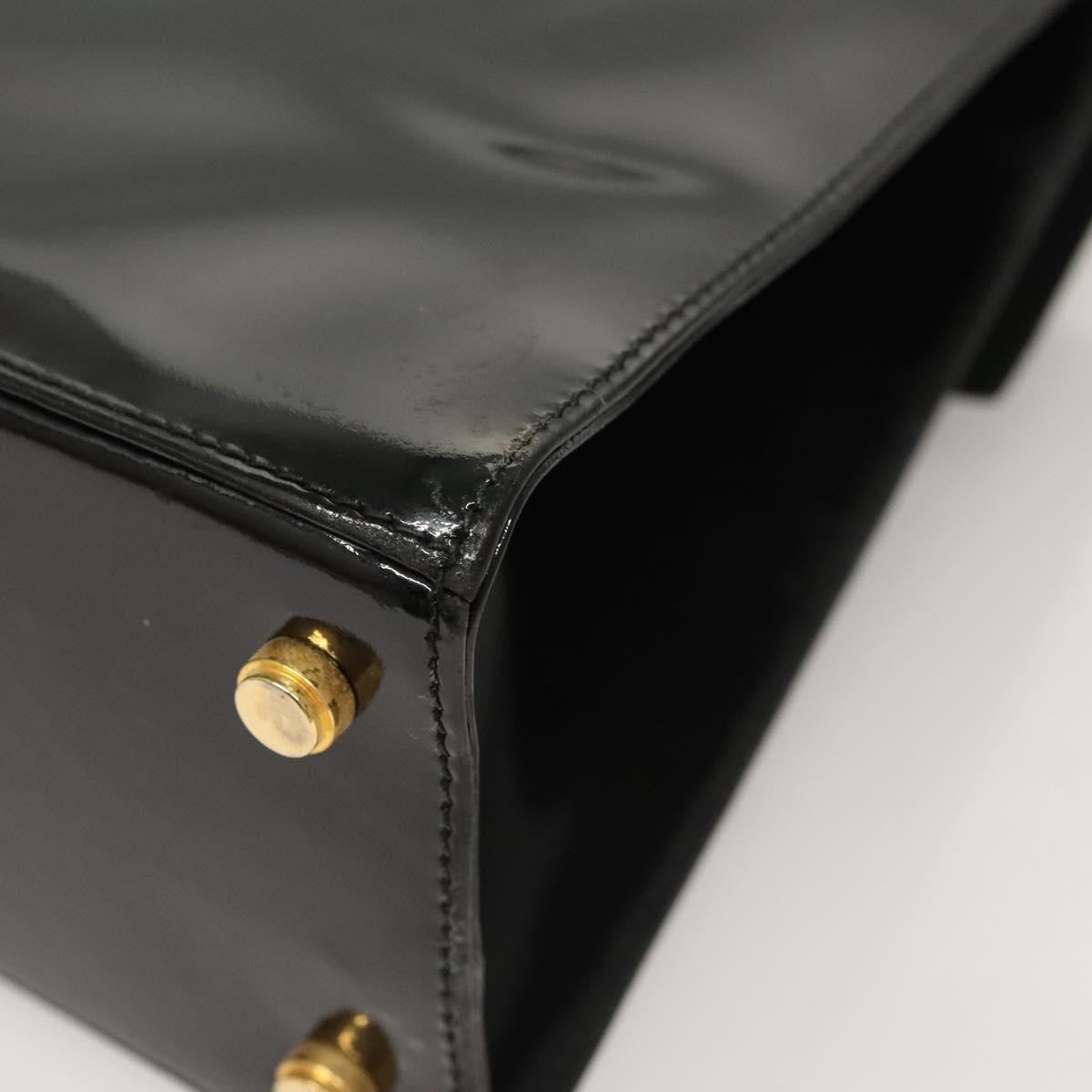 Salvatore Ferragamo Vintage Patent Leather Black Patent_Leather Handbag (Pre-Owned)