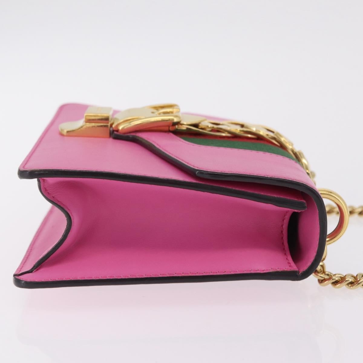 Gucci Sylvie Chain Leather Pink Leather Shoulder Bag Bag (Pre-Owned)