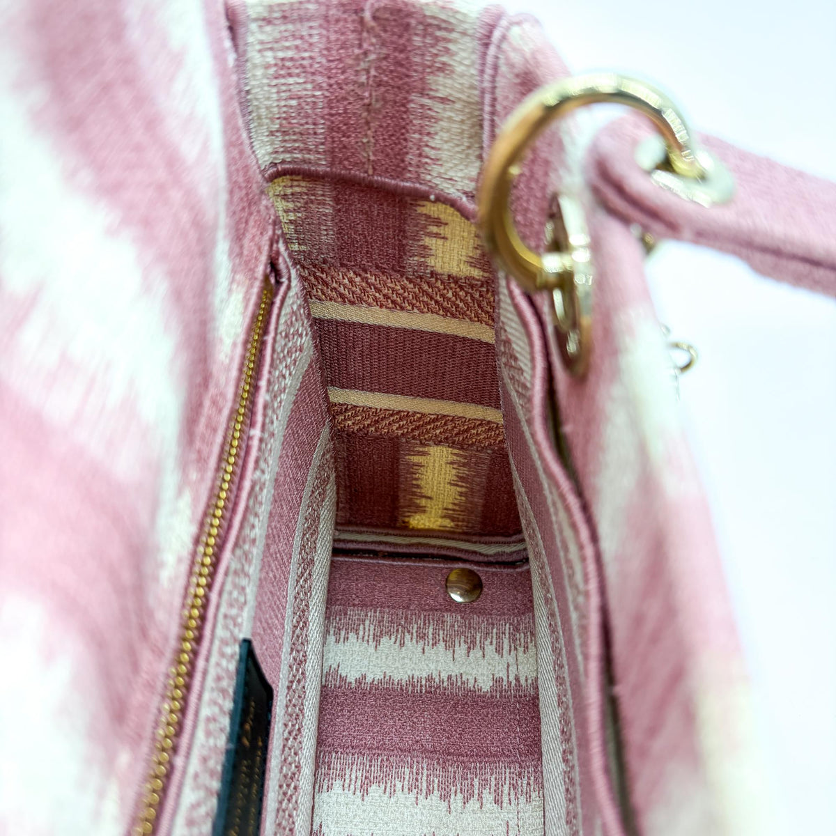 Christian Dior Lady D-Lite Embroidered Canvas Pink Canvas Handbag (Pre-Owned)