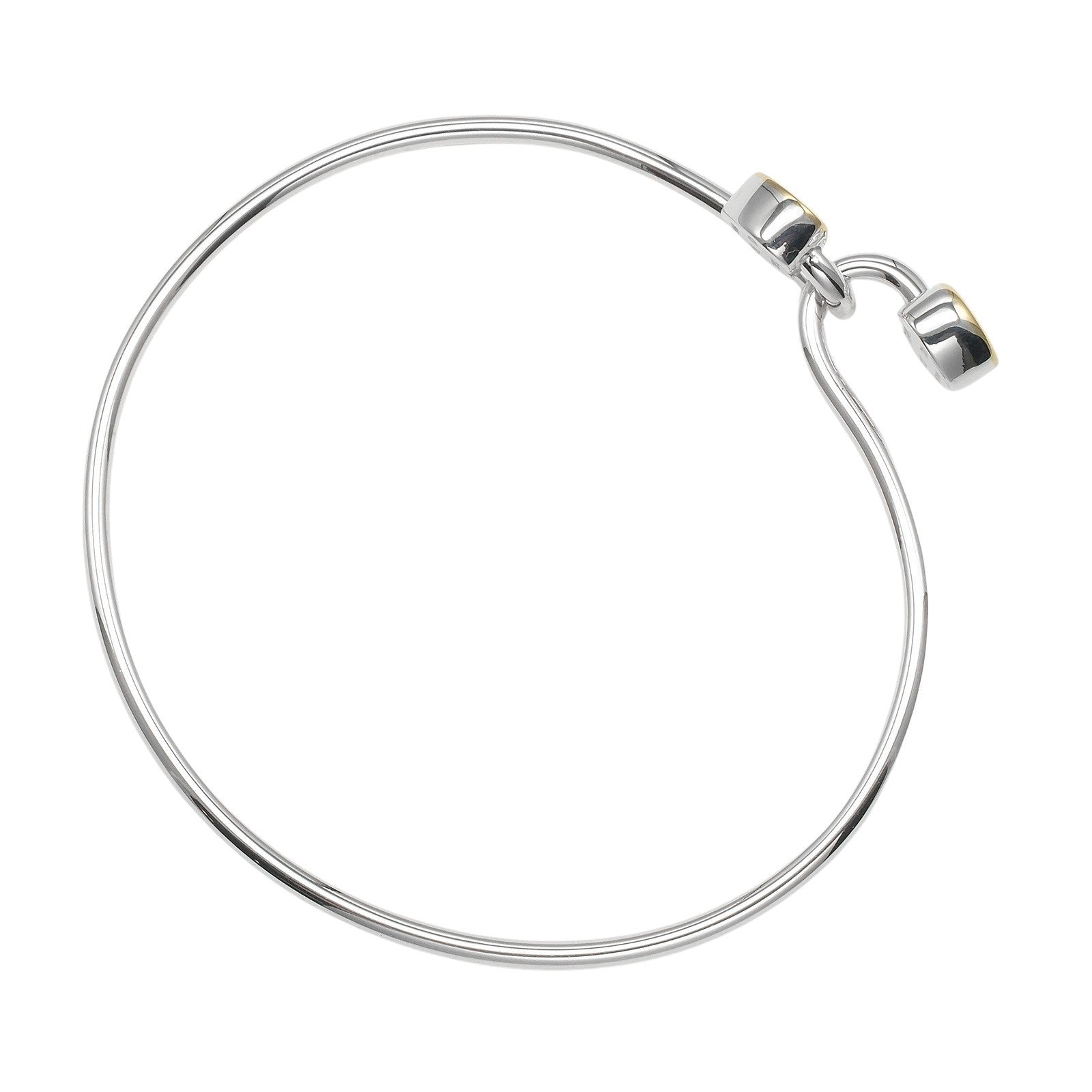 Tiffany & Co. Double Heart Lock Bangle Sterling Silver With 18K Yellow Gold Silver Silver Bracelet Jewelry (Pre-Owned)