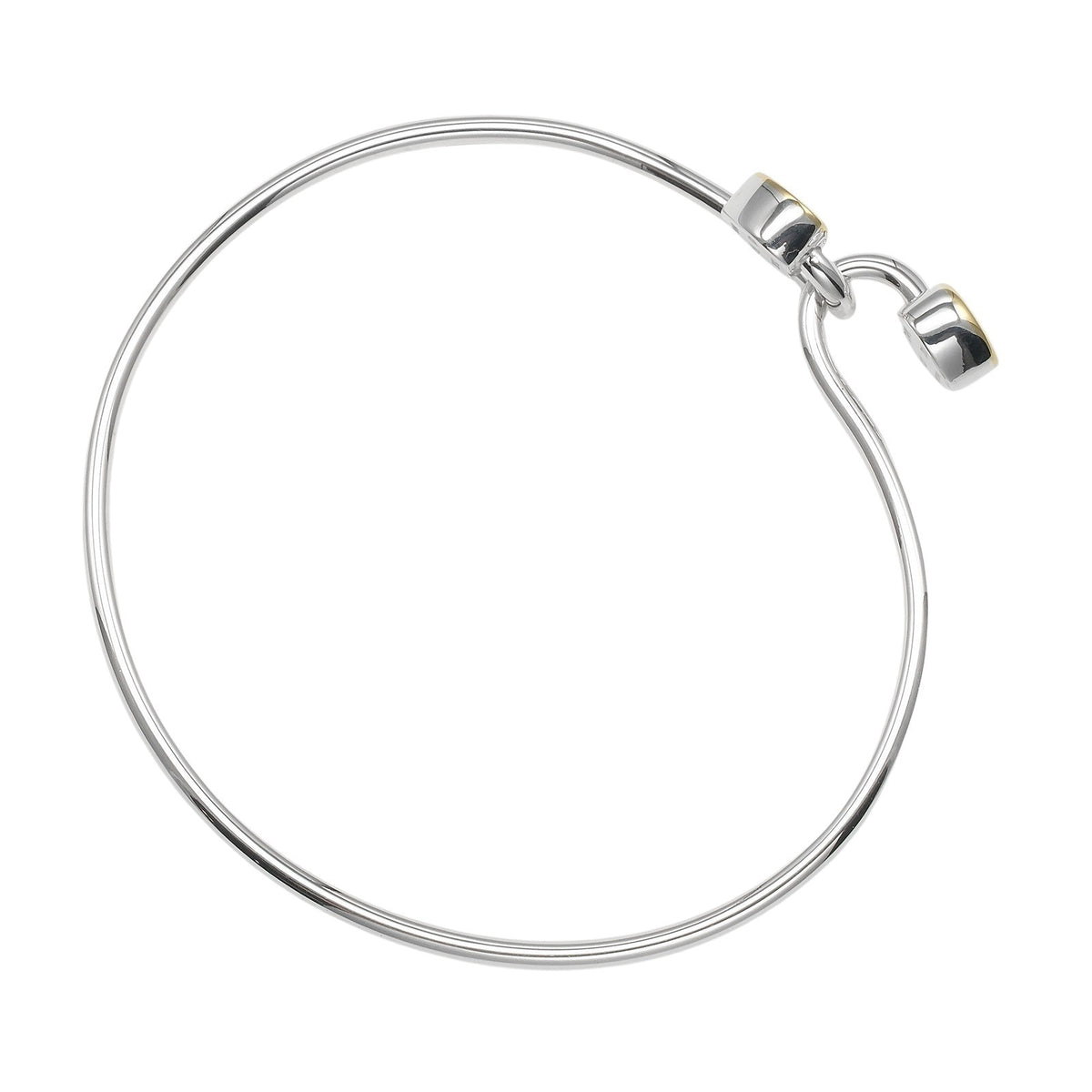 Tiffany & Co. Double Heart Lock Bangle Sterling Silver With 18K Yellow Gold Silver Silver Bracelet Jewelry (Pre-Owned)