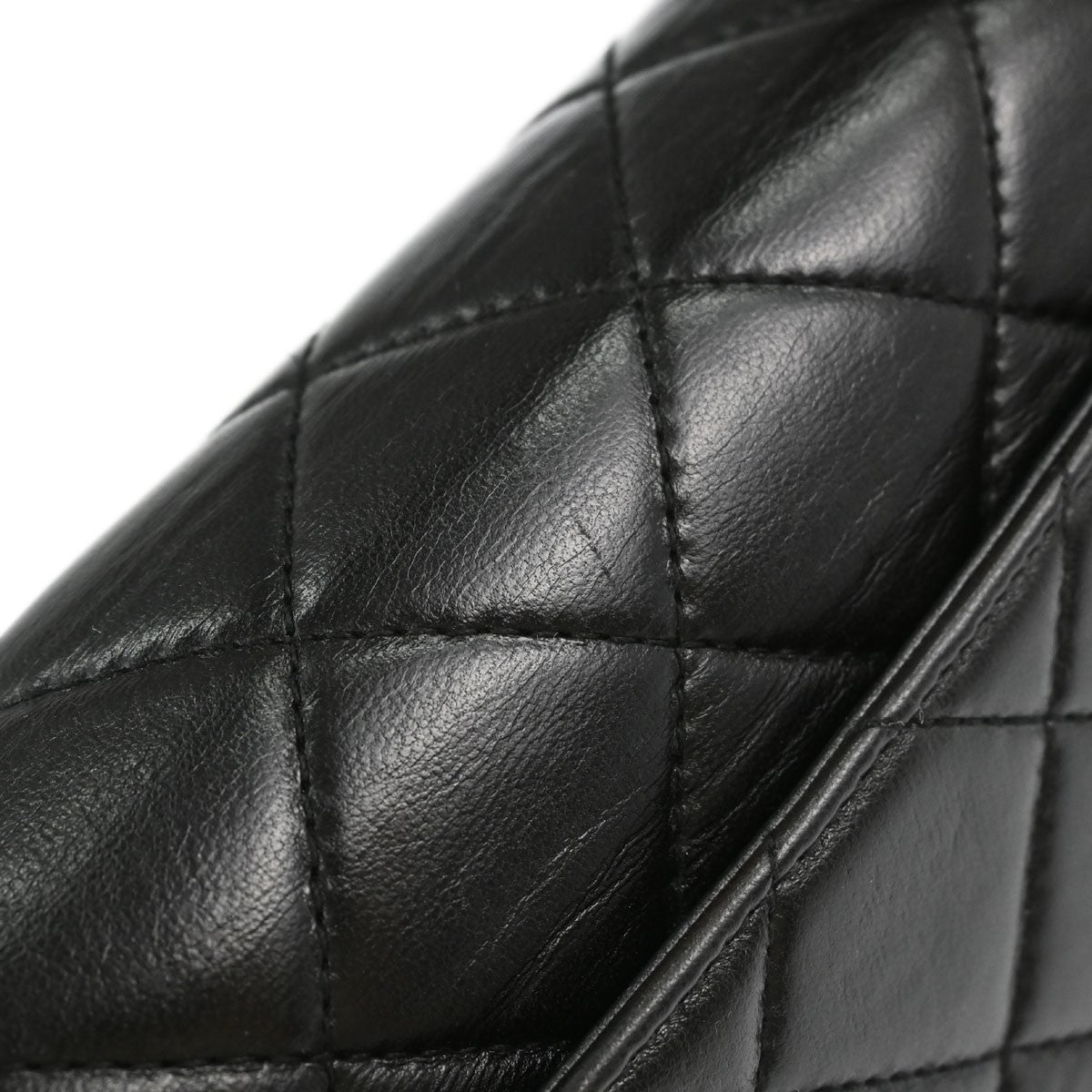 Chanel Vintage Classic Top Handle Flap Quilted Lambskin Black Leather Handbag (Pre-Owned)