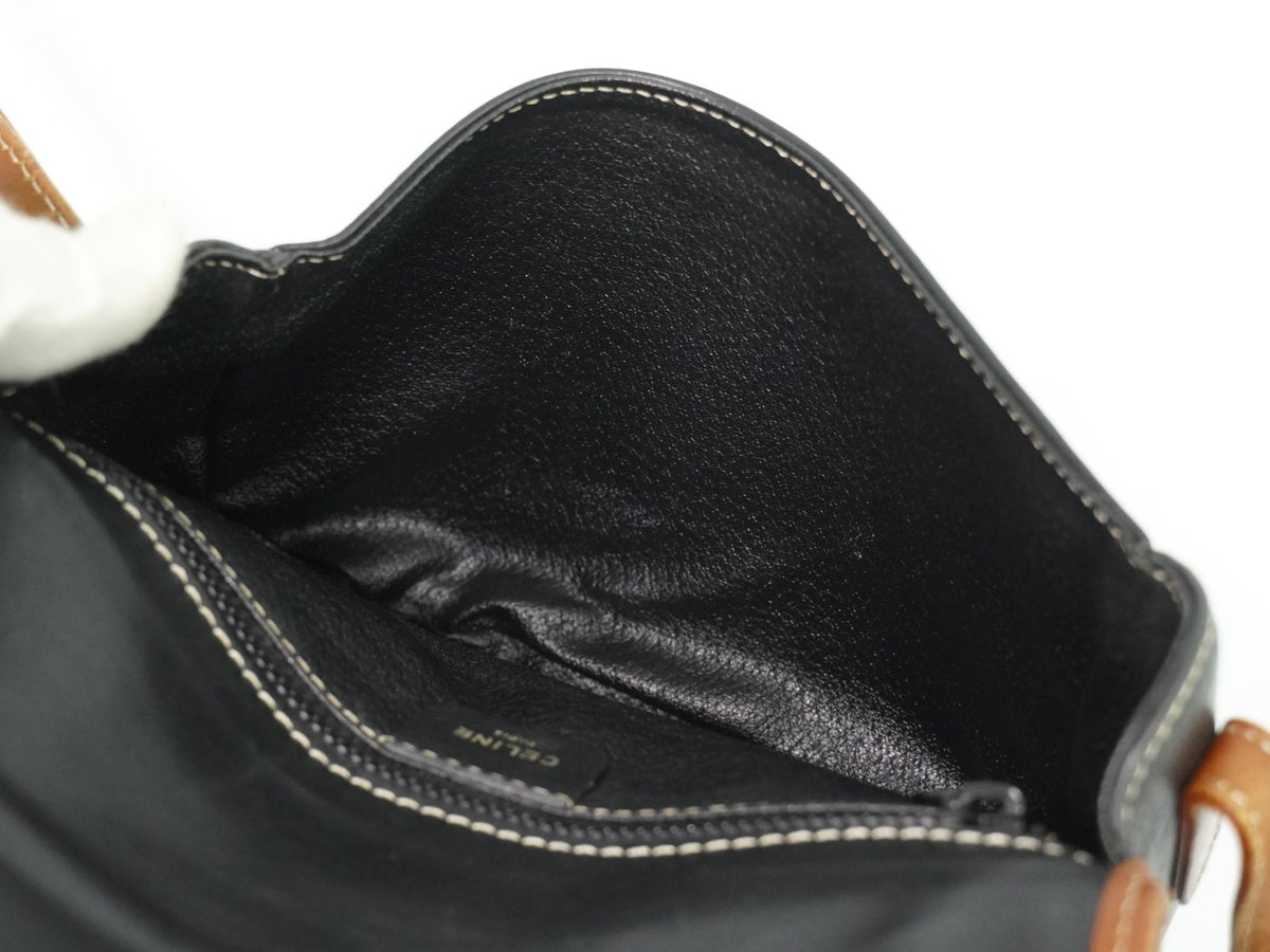 Celine Flap Shoulder Leather Black Leather Shoulder Bag Bag (Pre-Owned)