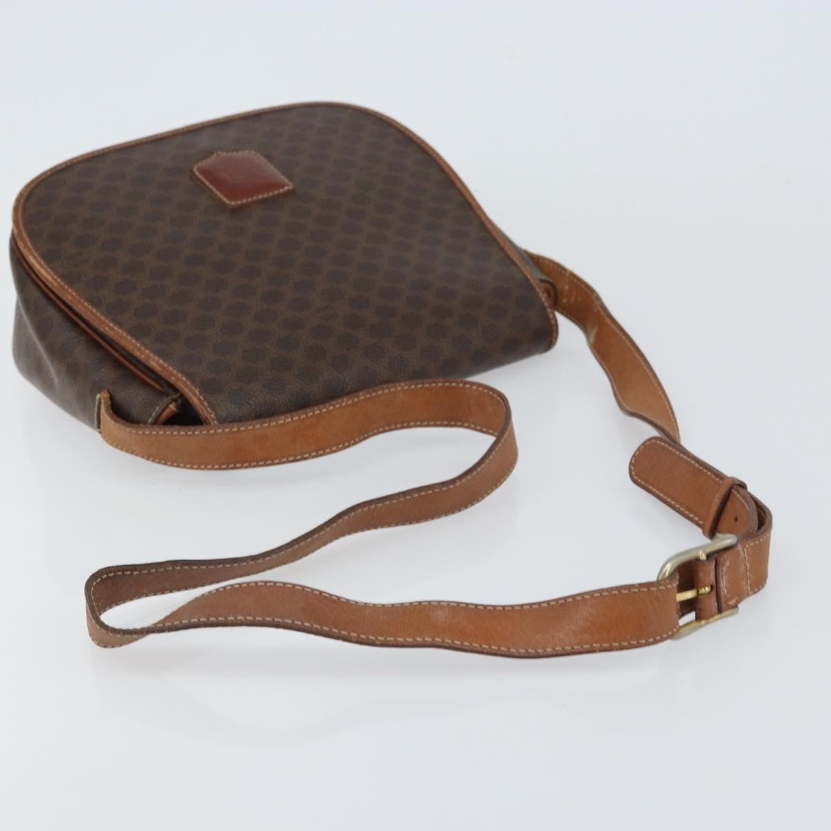 Celine Vintage Macadam Canvas And Leather Brown Canvas Shoulder Bag Bag (Pre-Owned)
