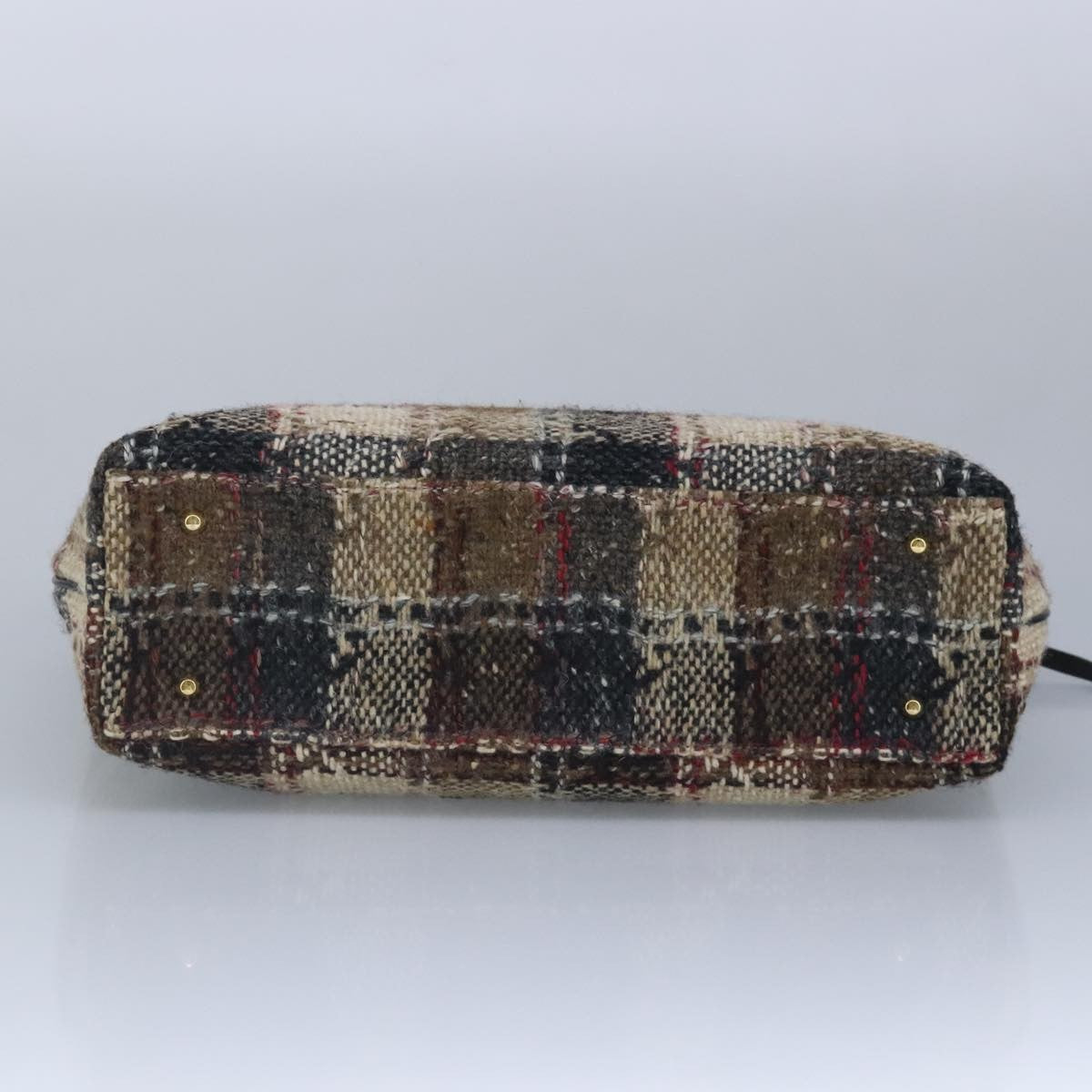 Burberry Nova Check Wool Beige Wool Handbag (Pre-Owned)