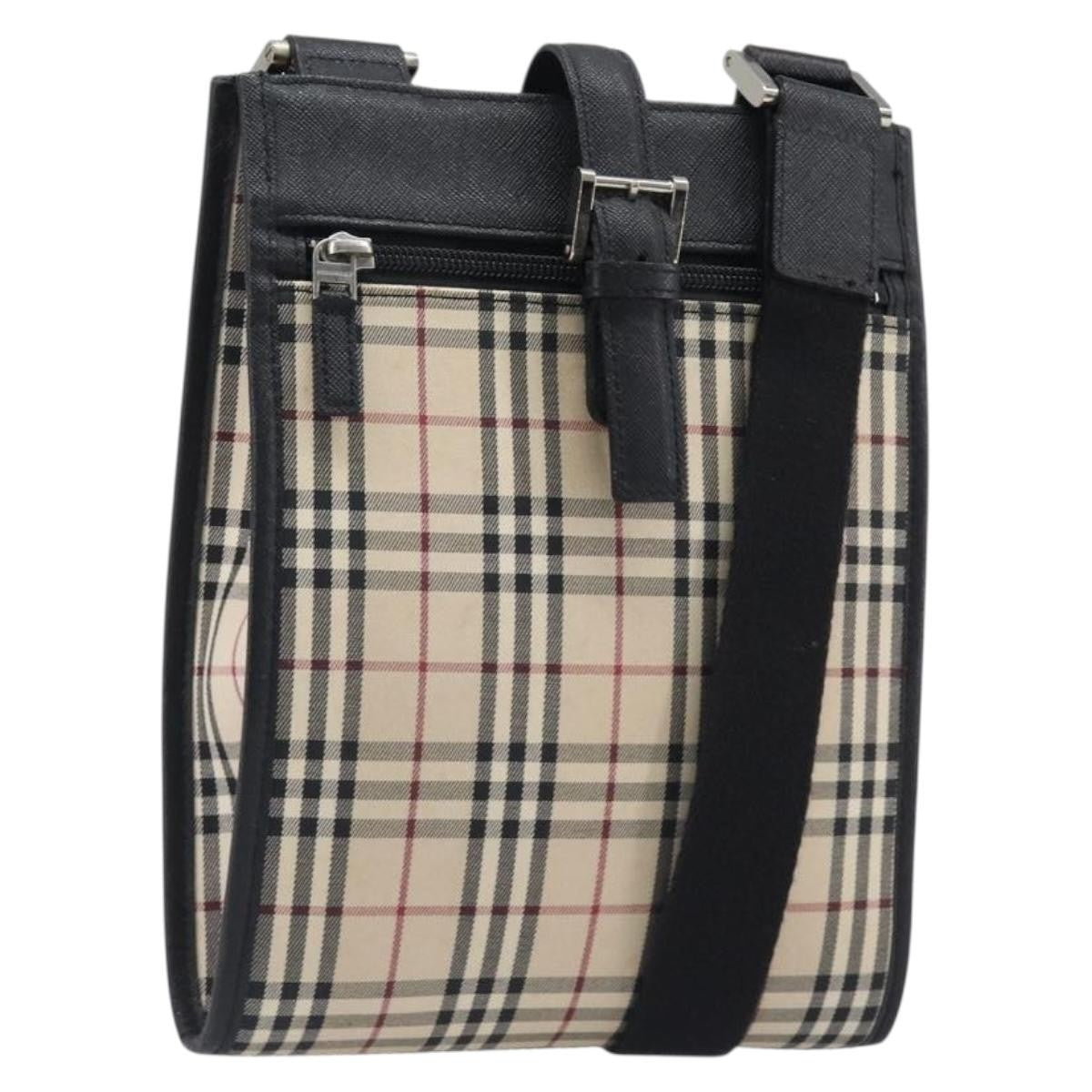 Burberry Nova Check Shoulder Bag Canvas Beige Canvas Shoulder Bag Bag (Pre-Owned)