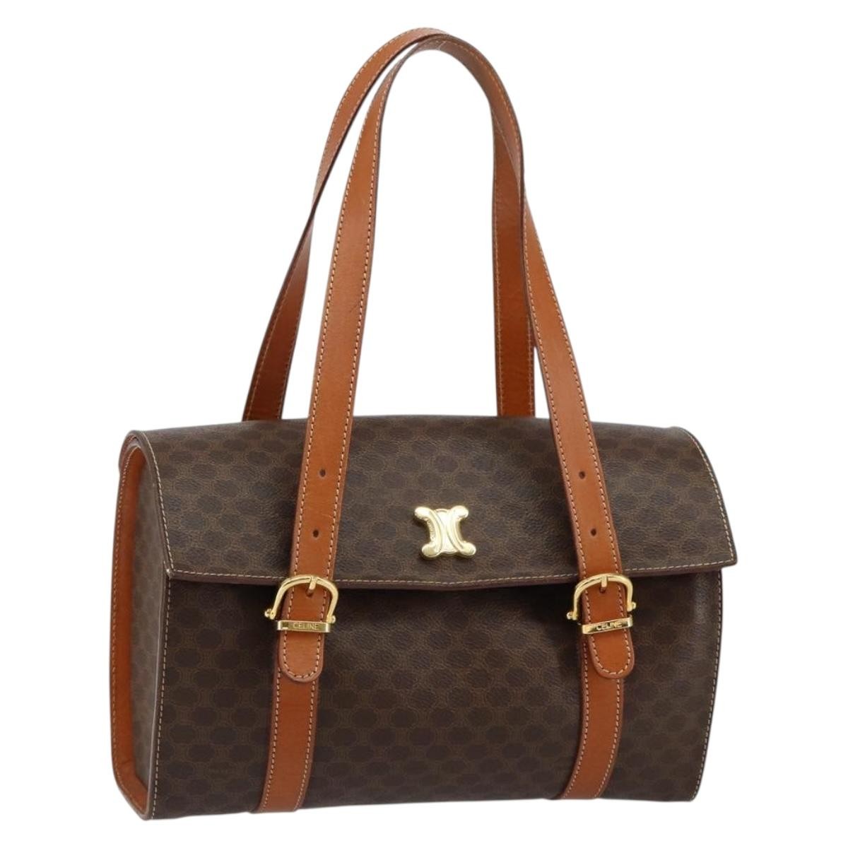 Celine Vintage Macadam Macadam Brown Canvas Handbag (Pre-Owned)