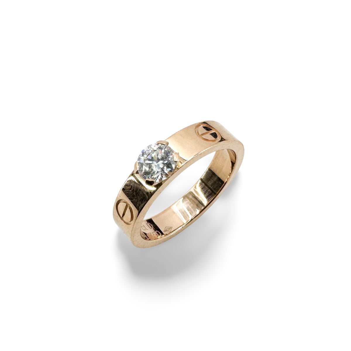 Cartier Love Solitaire 18K Rose Gold And Diamond Gold Rose_Gold Ring Jewelry (Pre-Owned)