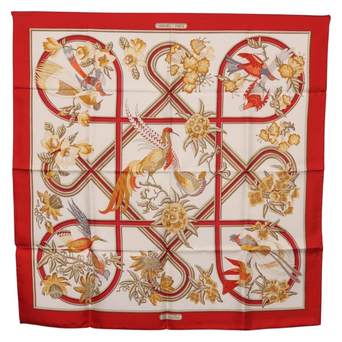 Hermes Carré 90 Silk Multicolor Red Silk Scarve & Shawl Accessory (Pre-Owned)