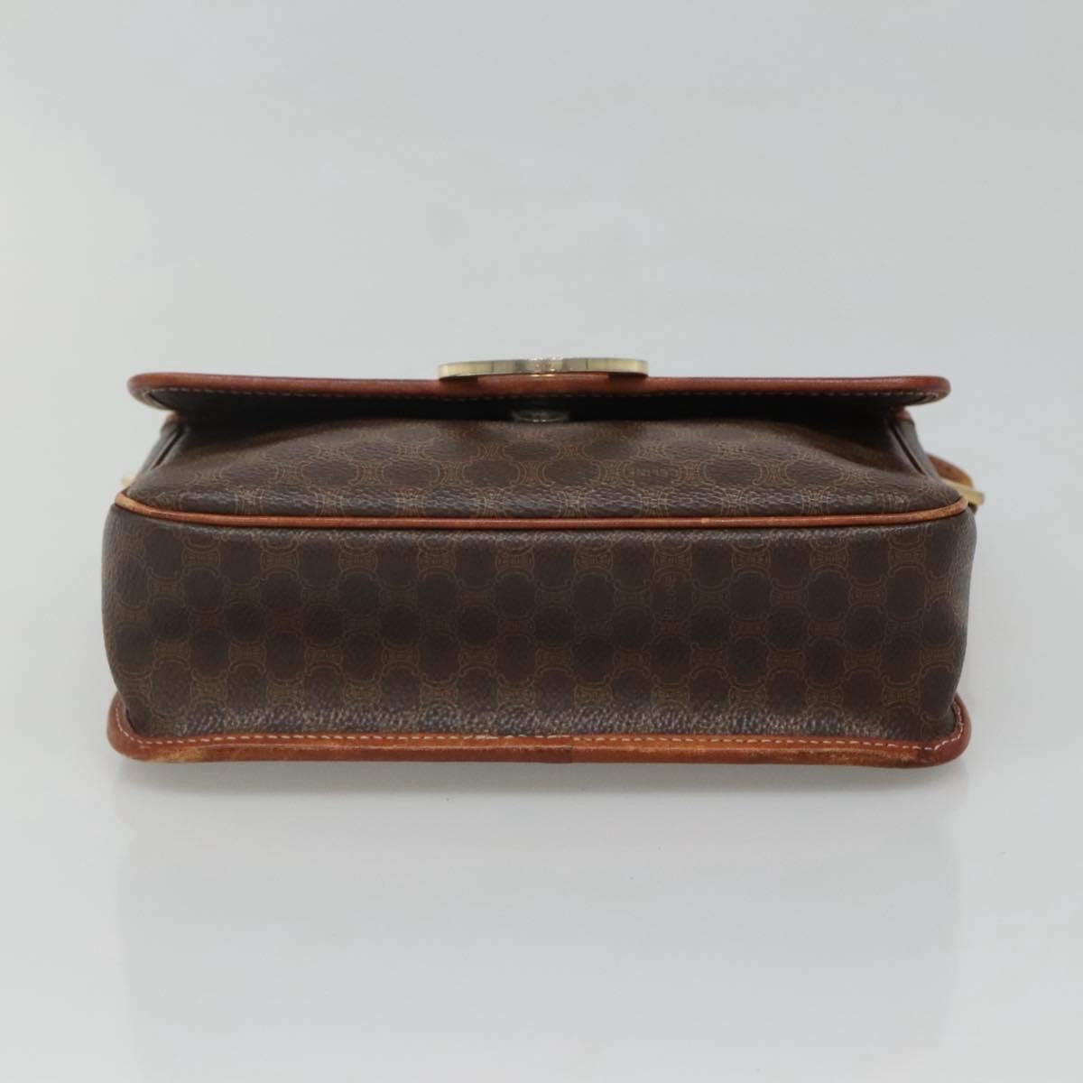 Celine Vintage Macadam Canvas And Leather Brown Canvas Shoulder Bag Bag (Pre-Owned)