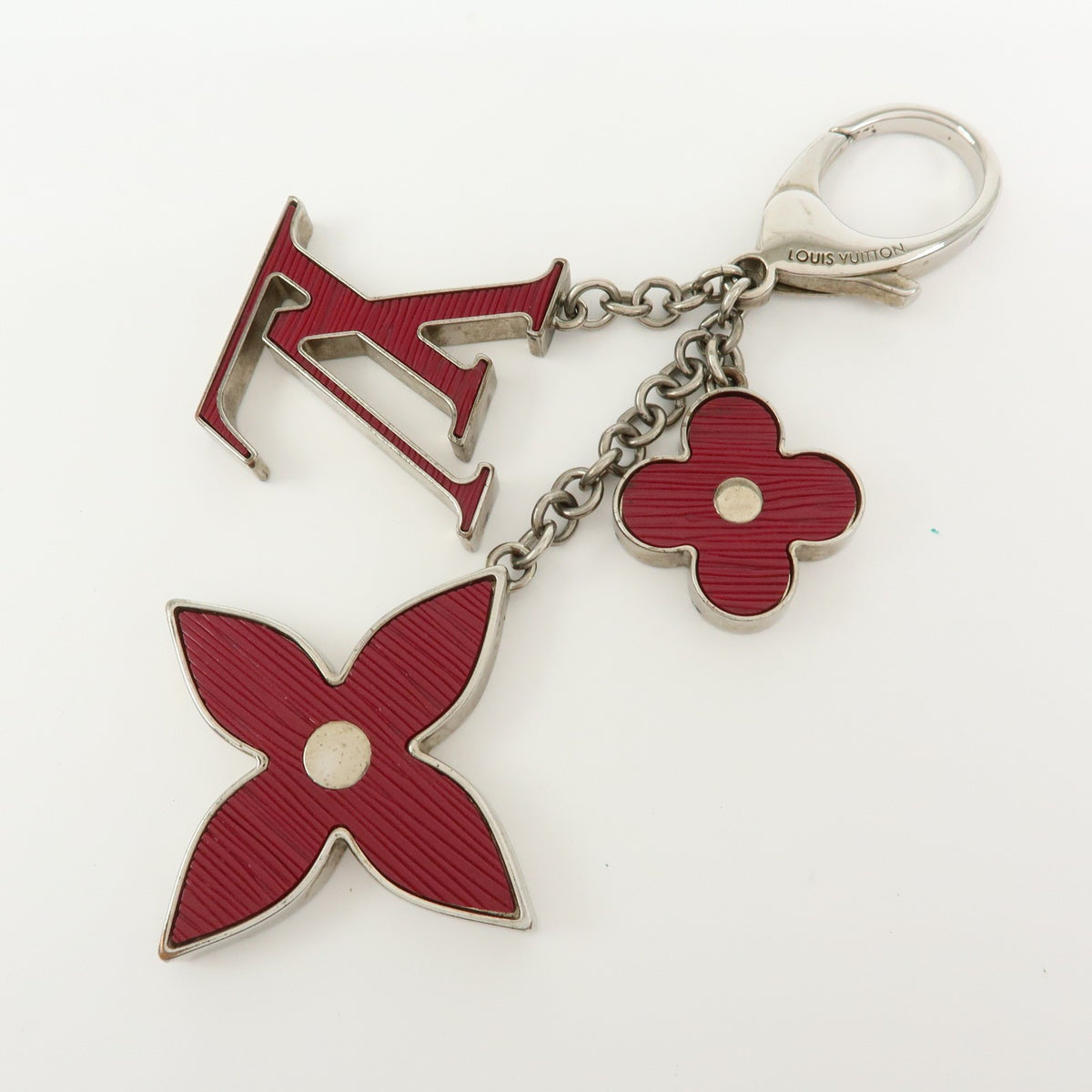 Louis Vuitton Fleur D'epi Bag Charm Resin And Brass Burgundy Metal Charms And Keychains Accessory (Pre-Owned)