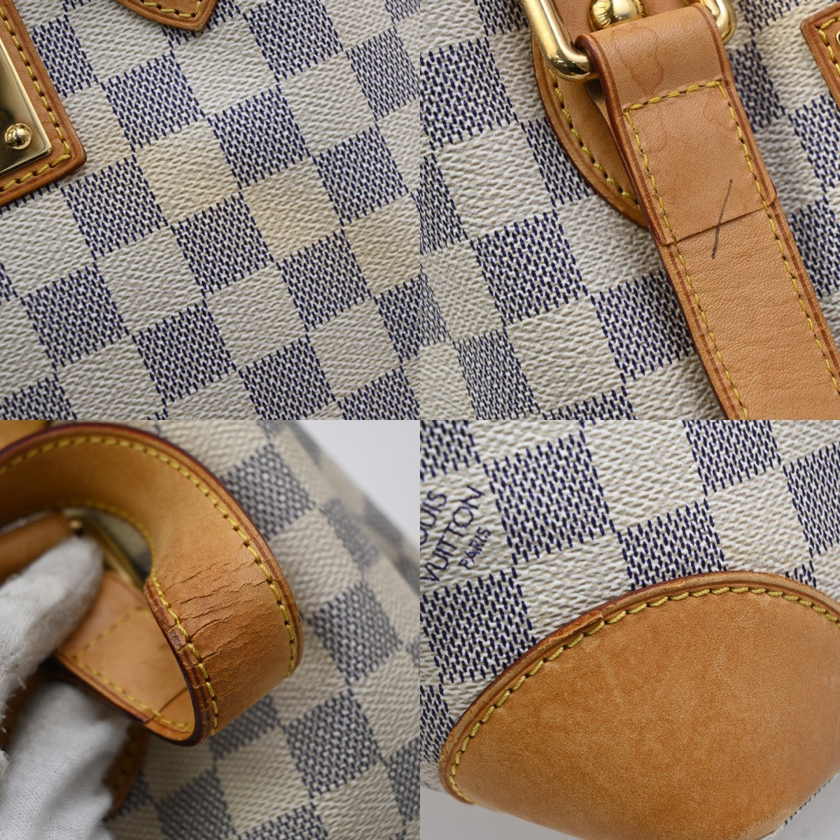 Louis Vuitton Hampstead Damier White Canvas Handbag (Pre-Owned)