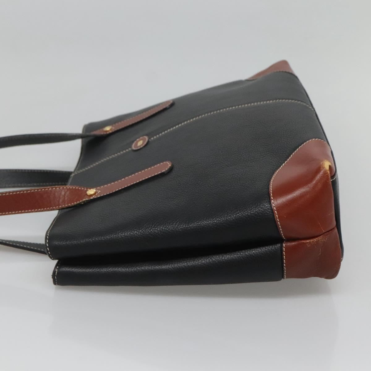 Bally Vintage Leather Black Leather Handbag (Pre-Owned)