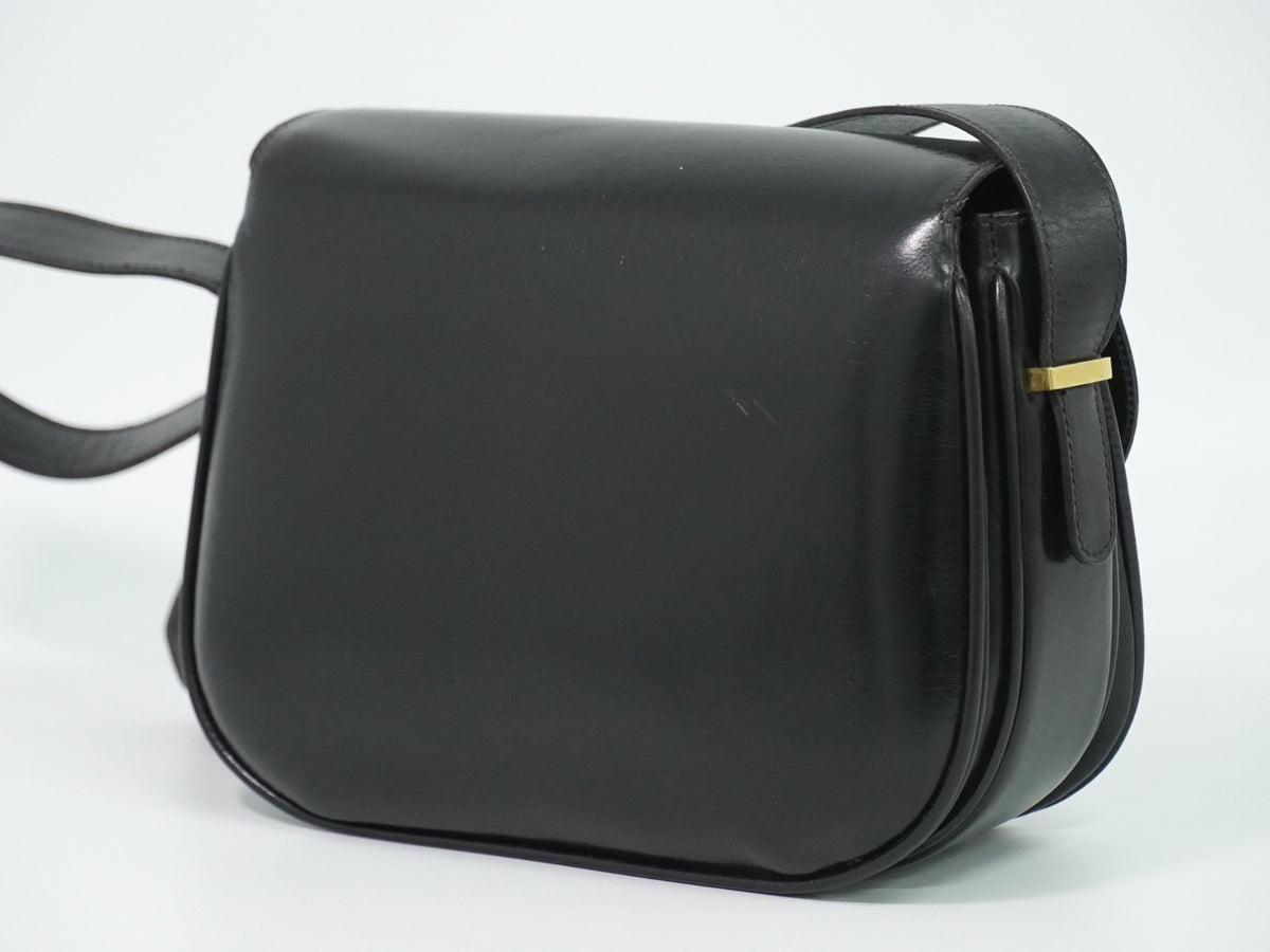 Celine Shoulder Leather Black Leather Shoulder Bag Bag (Pre-Owned)
