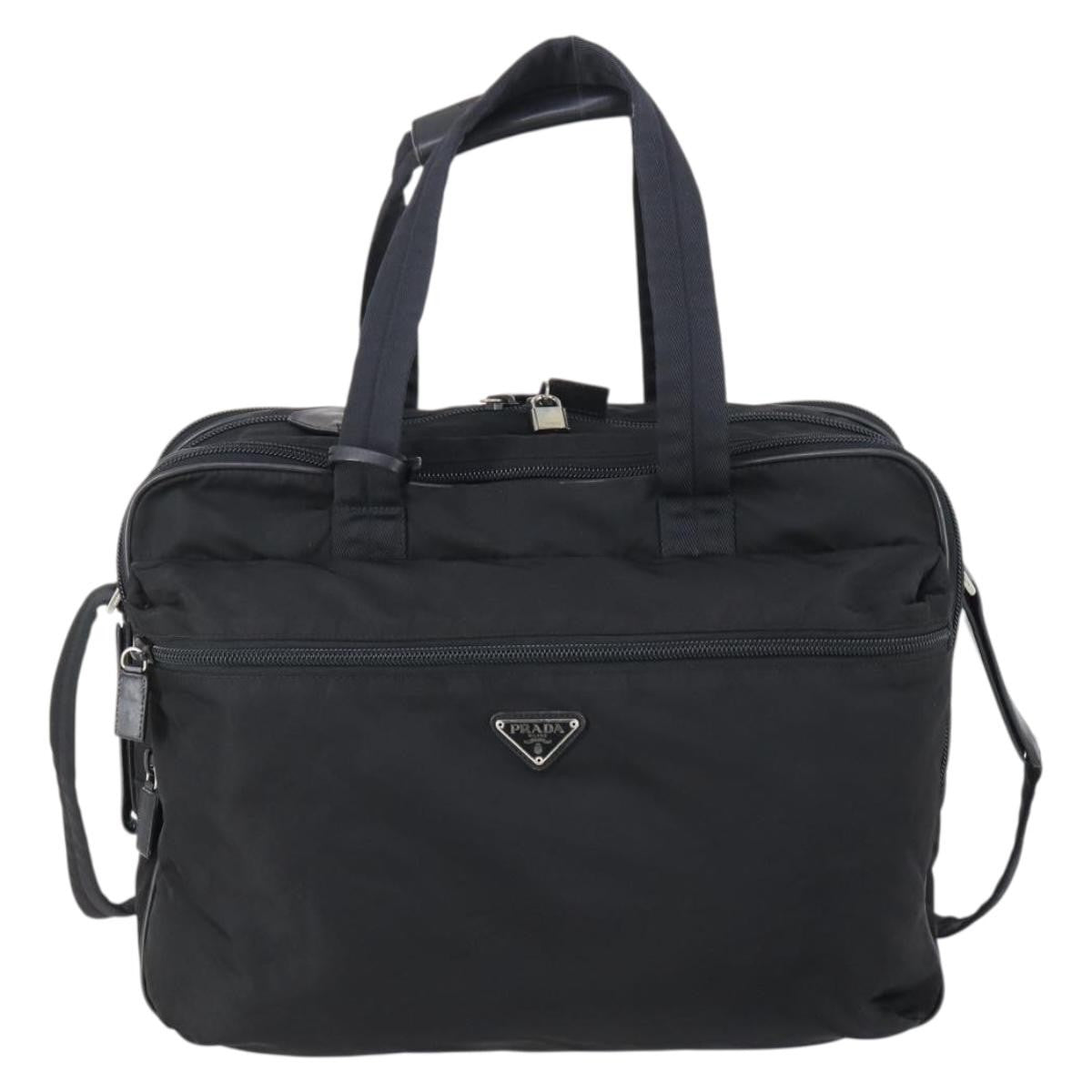 Prada Porta Computer Tessuto And Saffiano Leather Black Nylon Briefcase Bag (Pre-Owned)